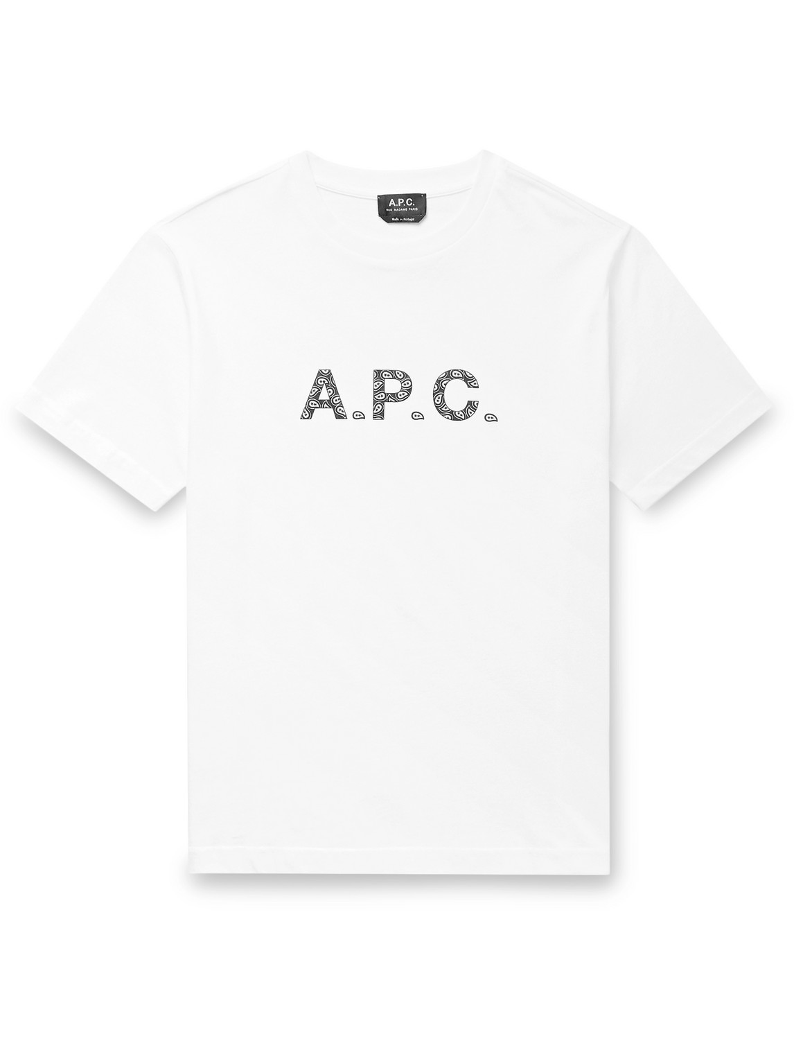 Apc James Logo-flocked Cotton-jersey T-shirt In White
