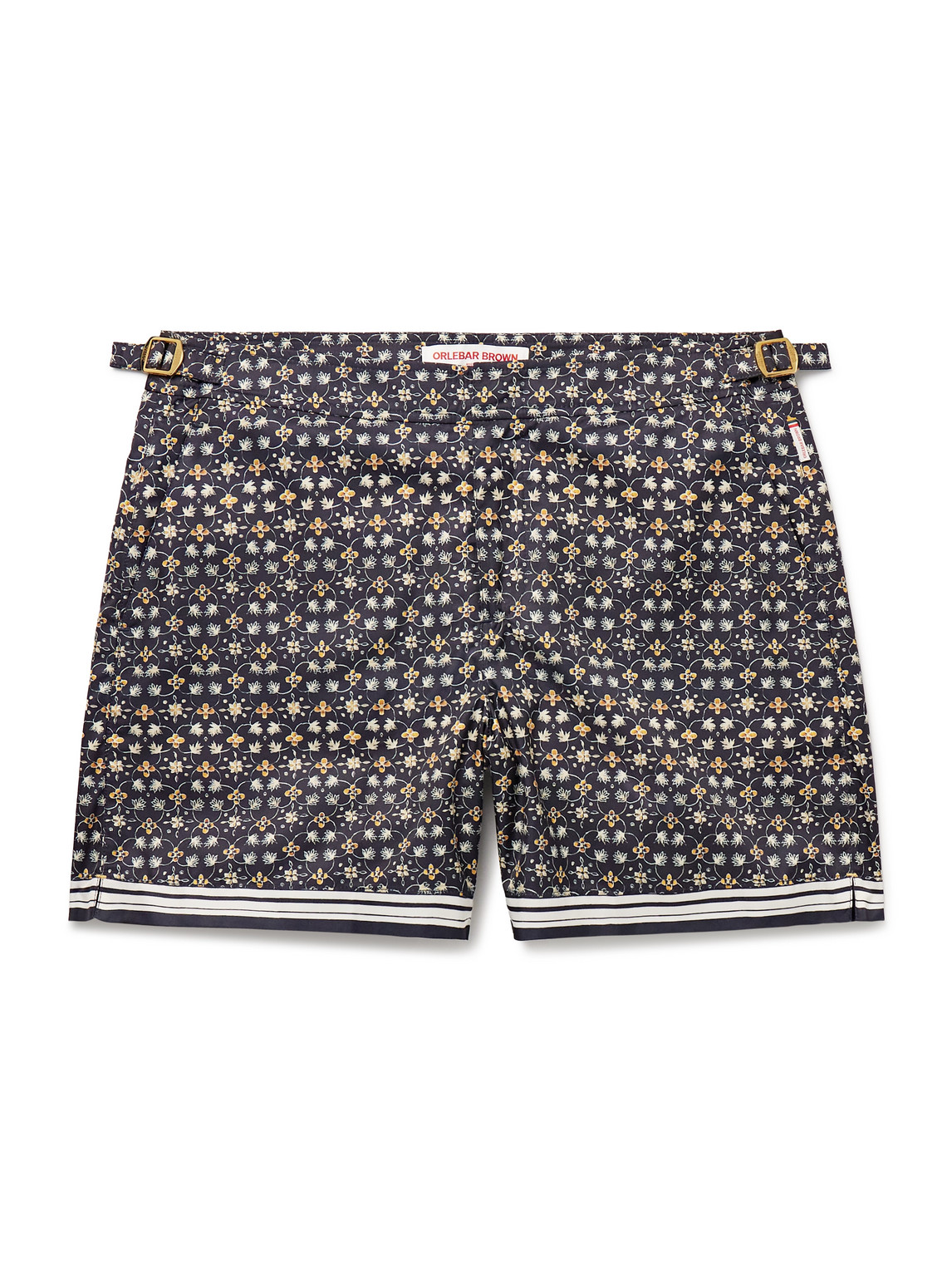 Orlebar Brown Bulldog Straight-leg Mid-length Floral-print Swim Shorts In Blue