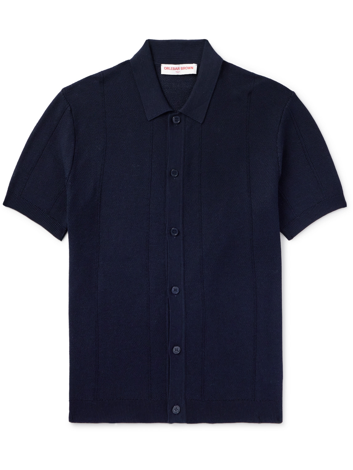 Orlebar Brown Tiernan Ribbed Cotton Polo Shirt In Blue