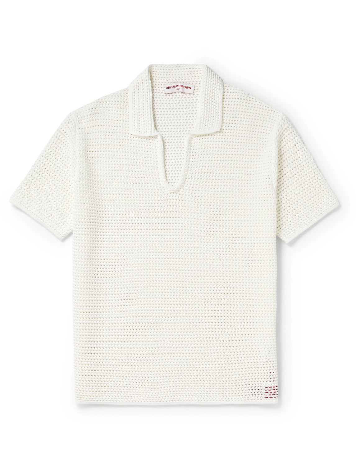 Orlebar Brown Batten Crocheted Cotton Polo Shirt In White
