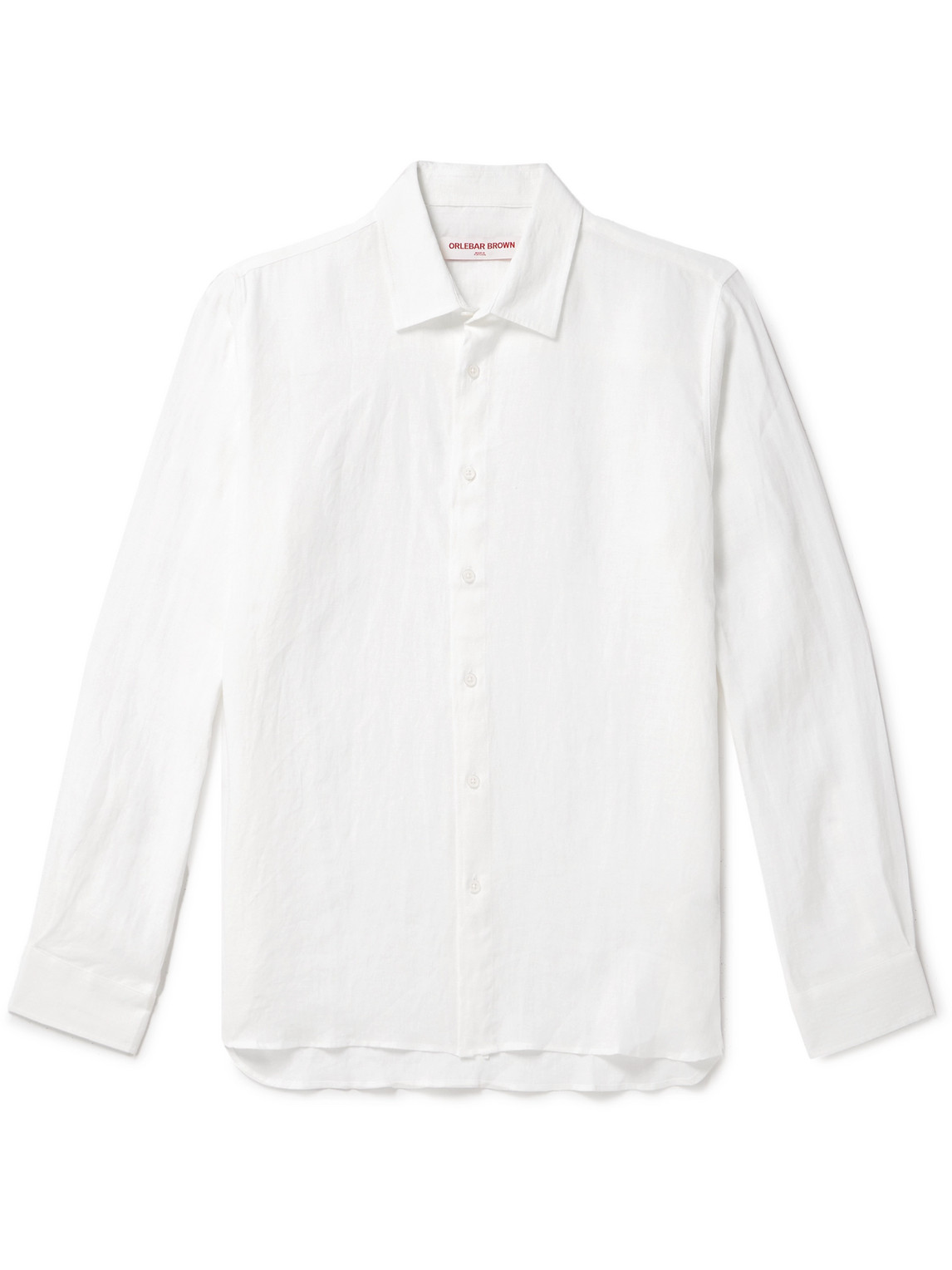 Orlebar Brown Justin Linen Regular Fit Button Down Shirt In White