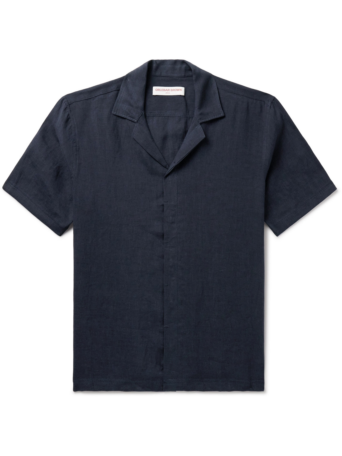 Orlebar Brown Maitan Camp-collar Linen Shirt In Blue