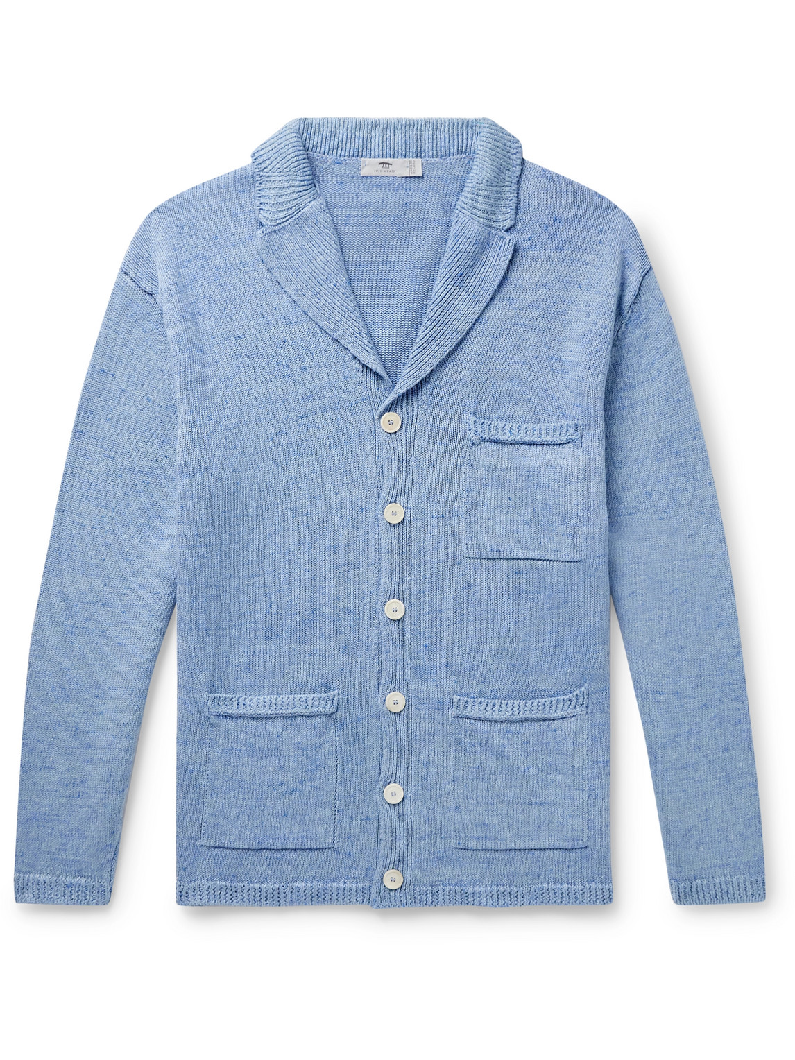 Inis Meain Pub Jacket Linen-blend Cardigan In Blue