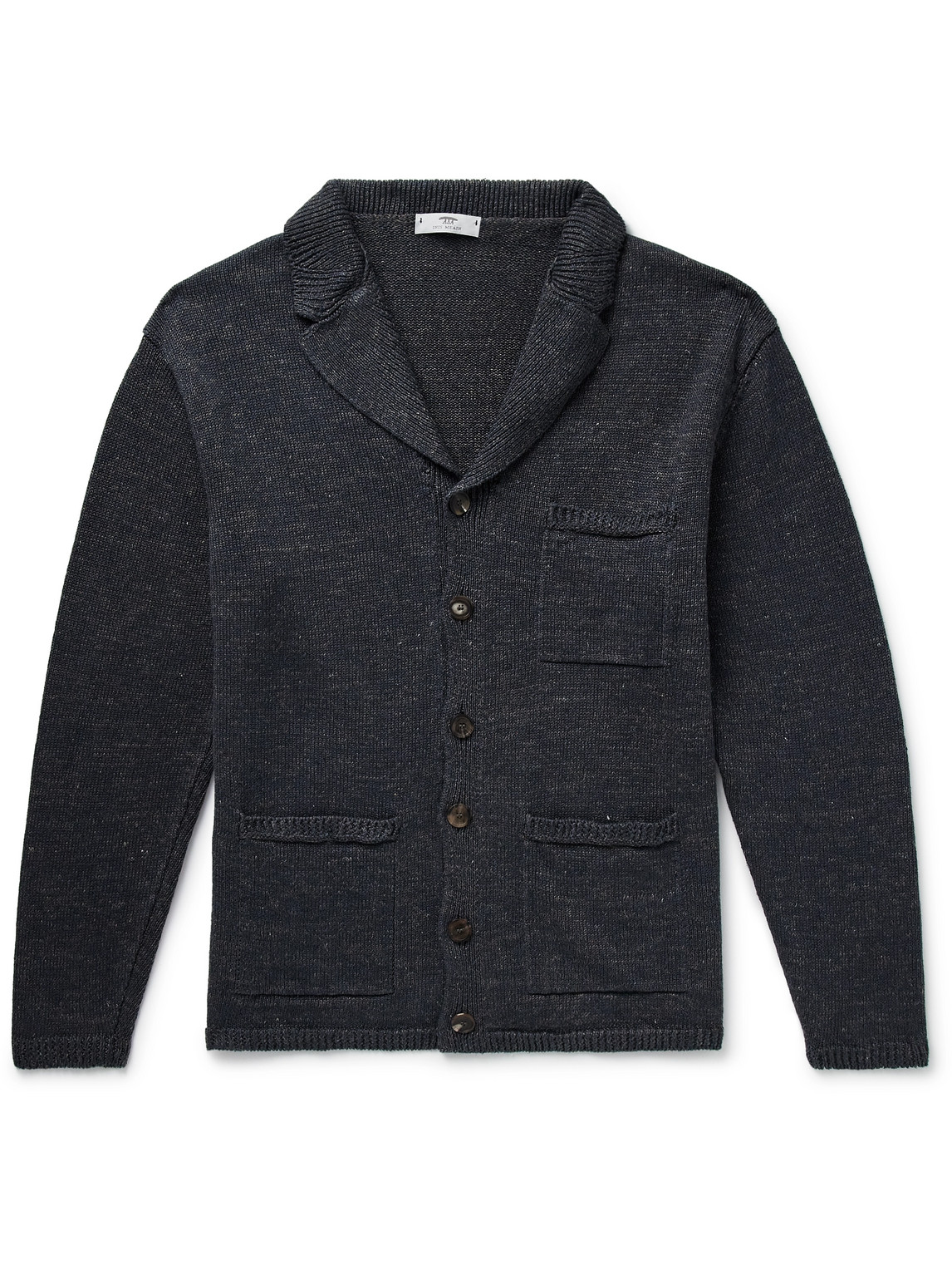 Inis Meain Pub Jacket Linen-blend Cardigan In Gray