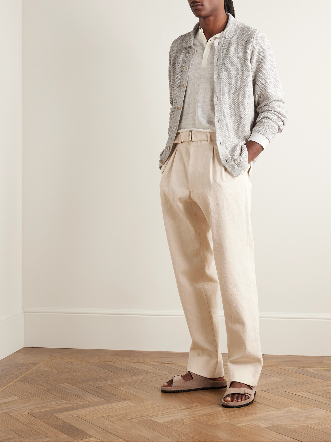 Shop Inis Meain Linen Cardigan In Gray