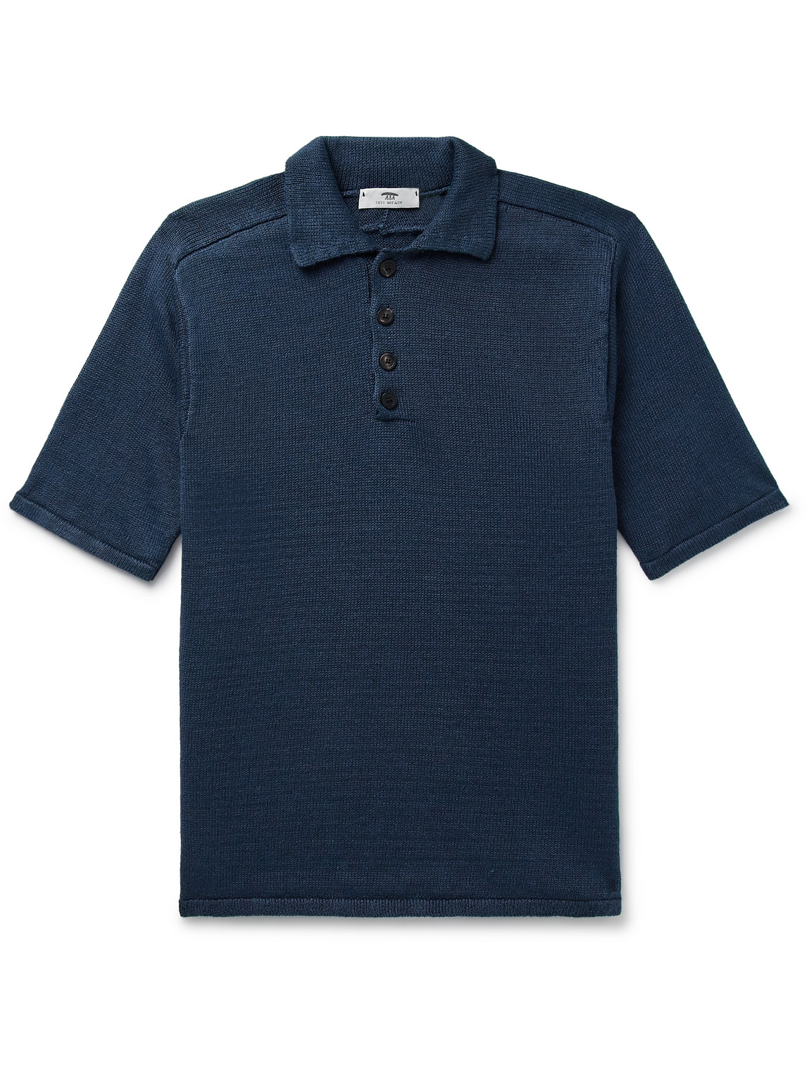 Inis Meain Linen Polo Shirt In Blue