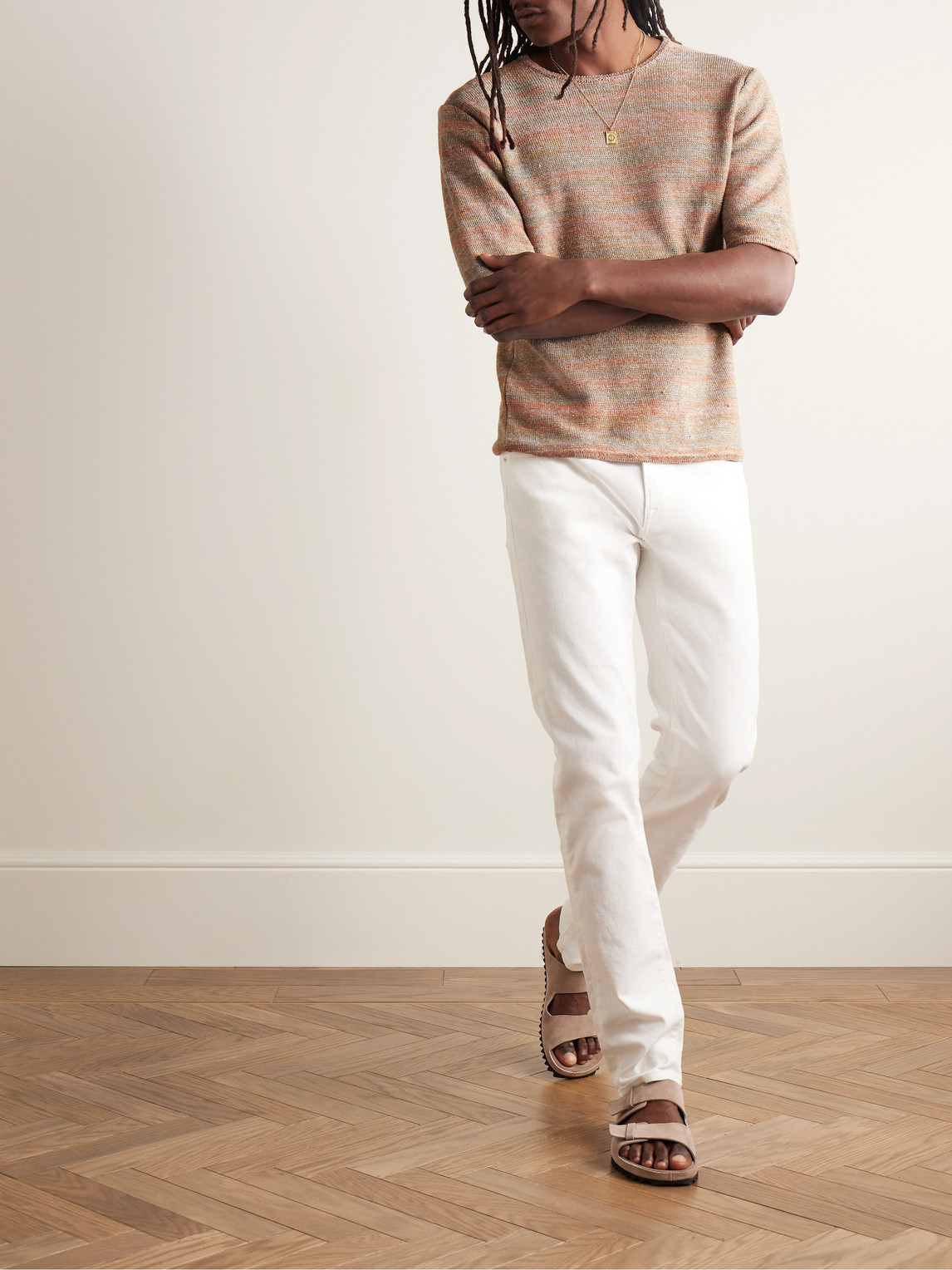 Shop Inis Meain Striped Linen T-shirt In Neutrals