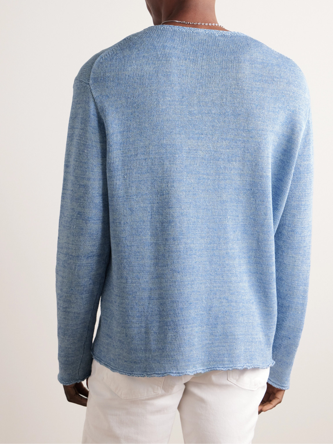 Shop Inis Meain Linen Sweater In Blue