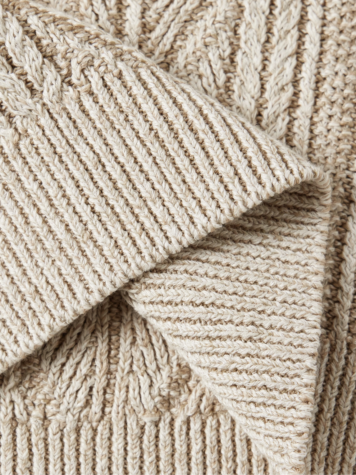 Shop Inis Meain Aran Cable-knit Linen Sweater In Neutrals