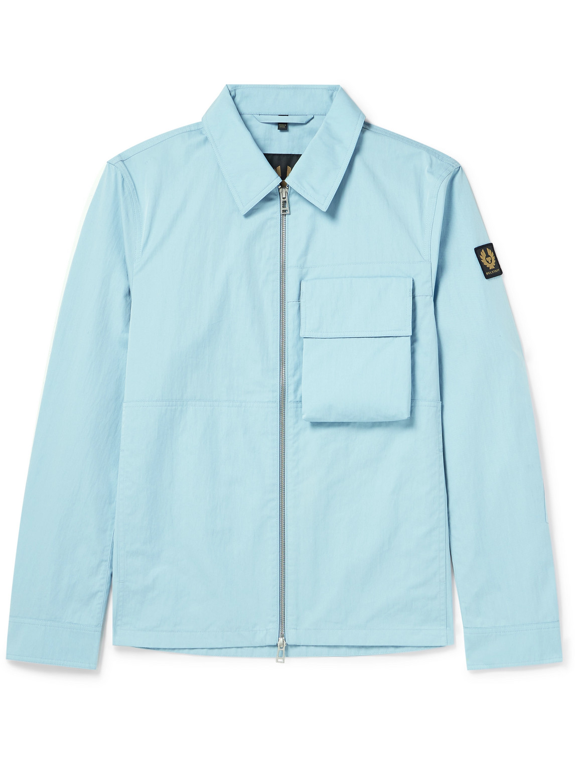 Belstaff Kids' Runner Logo-appliquéd Cotton-blend Gabardine Overshirt In Blue