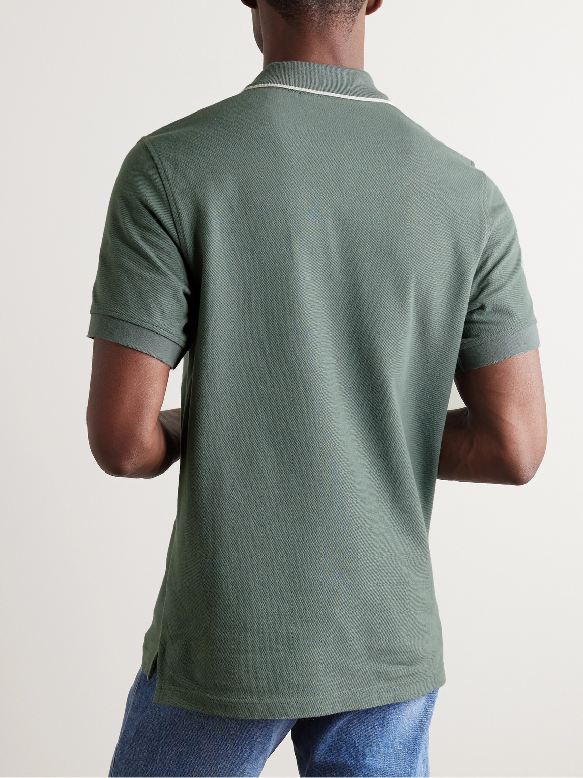 Shop Belstaff Logo-appliquéd Cotton-piqué Polo Shirt In Green