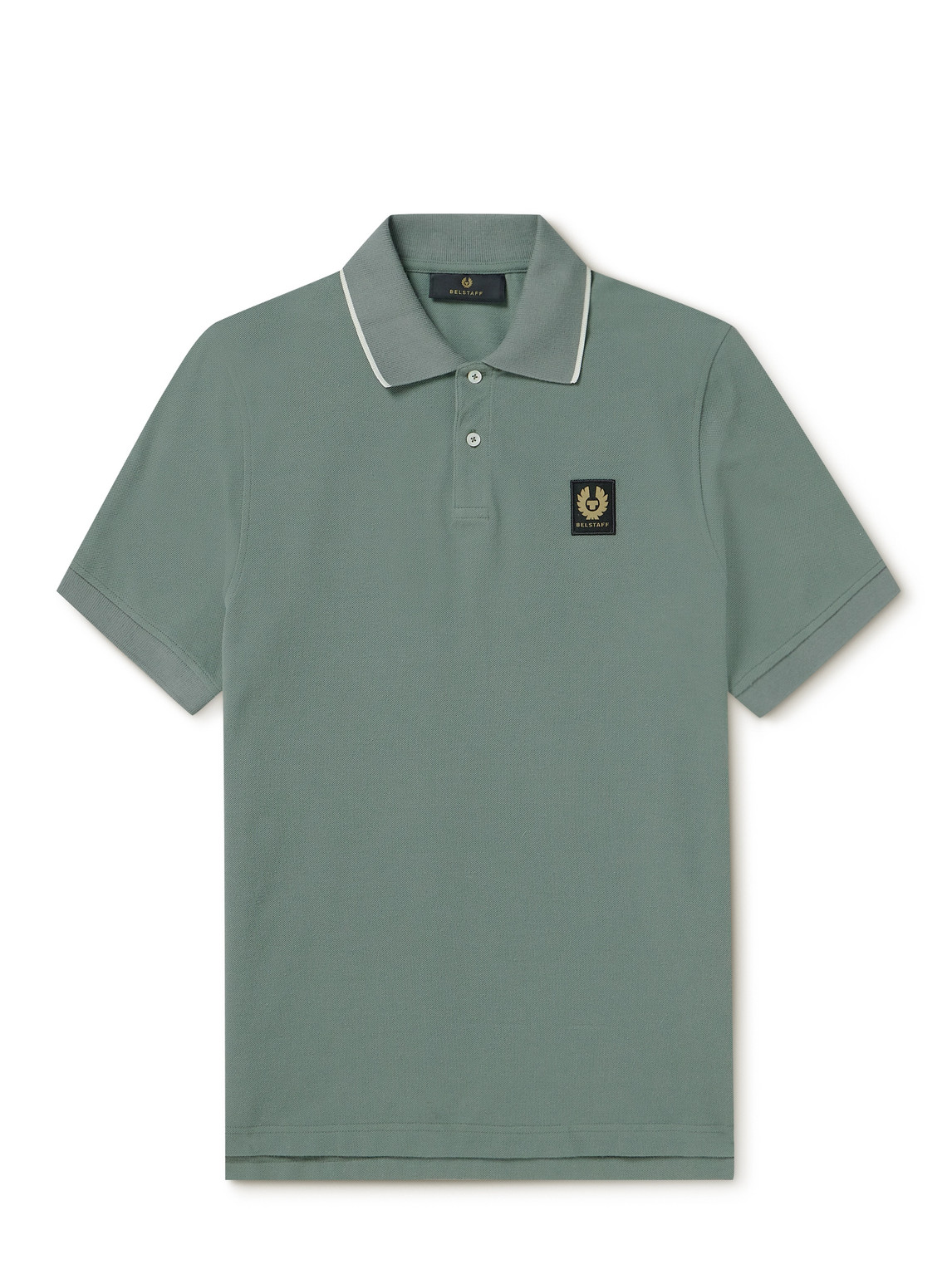 Belstaff Logo-appliquéd Cotton-piqué Polo Shirt In Green