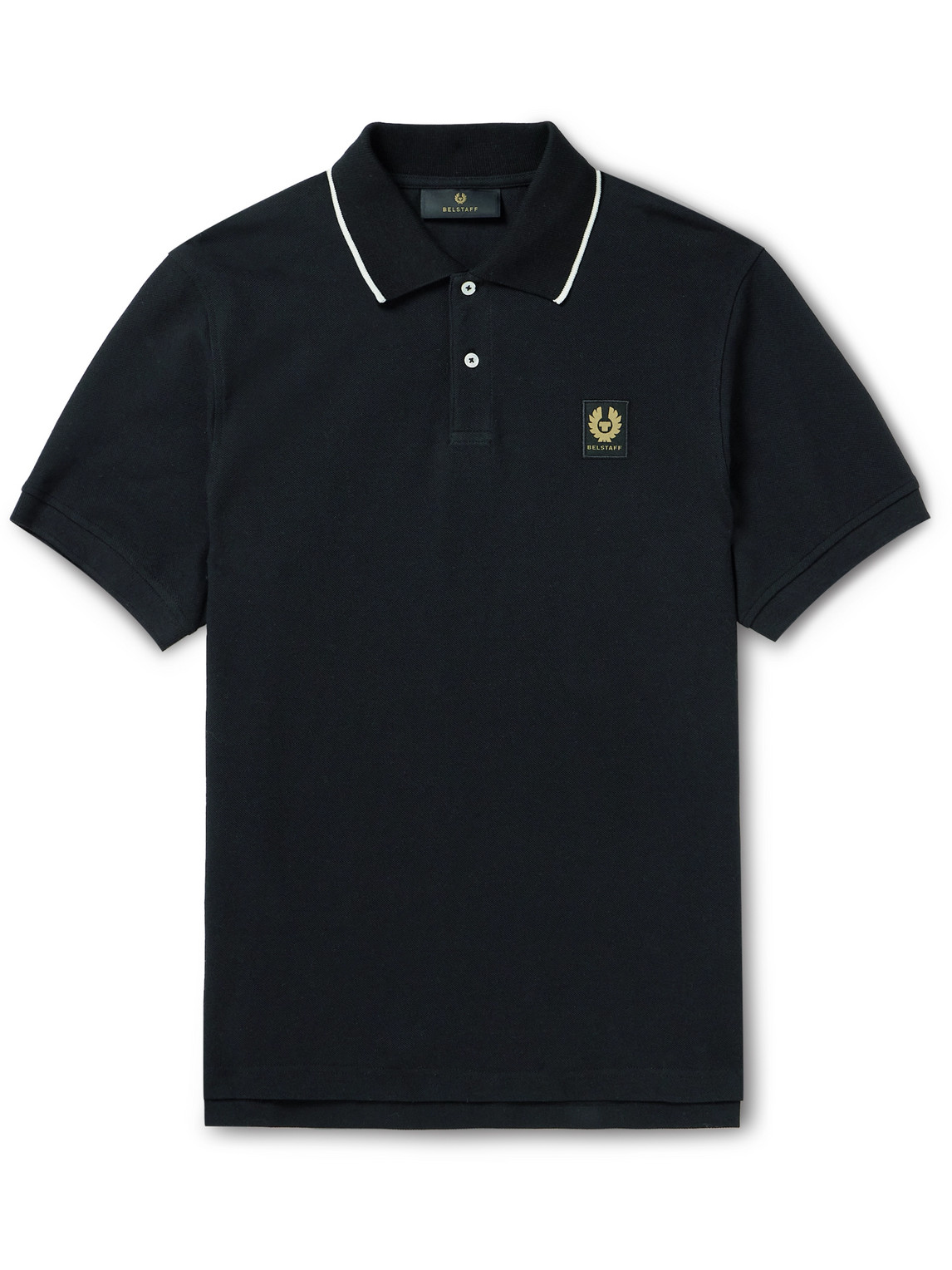 Belstaff Logo-appliquéd Cotton-piqué Polo Shirt In Black