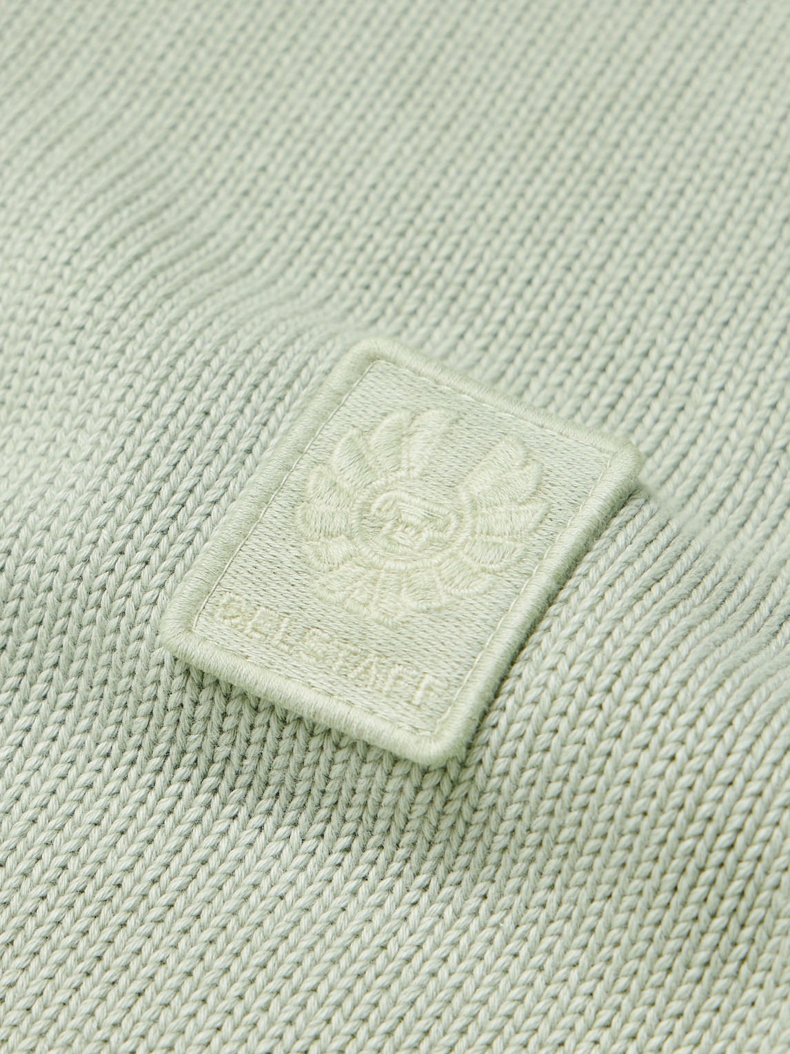 Shop Belstaff Watch Logo-appliquéd Cotton Sweater In Green