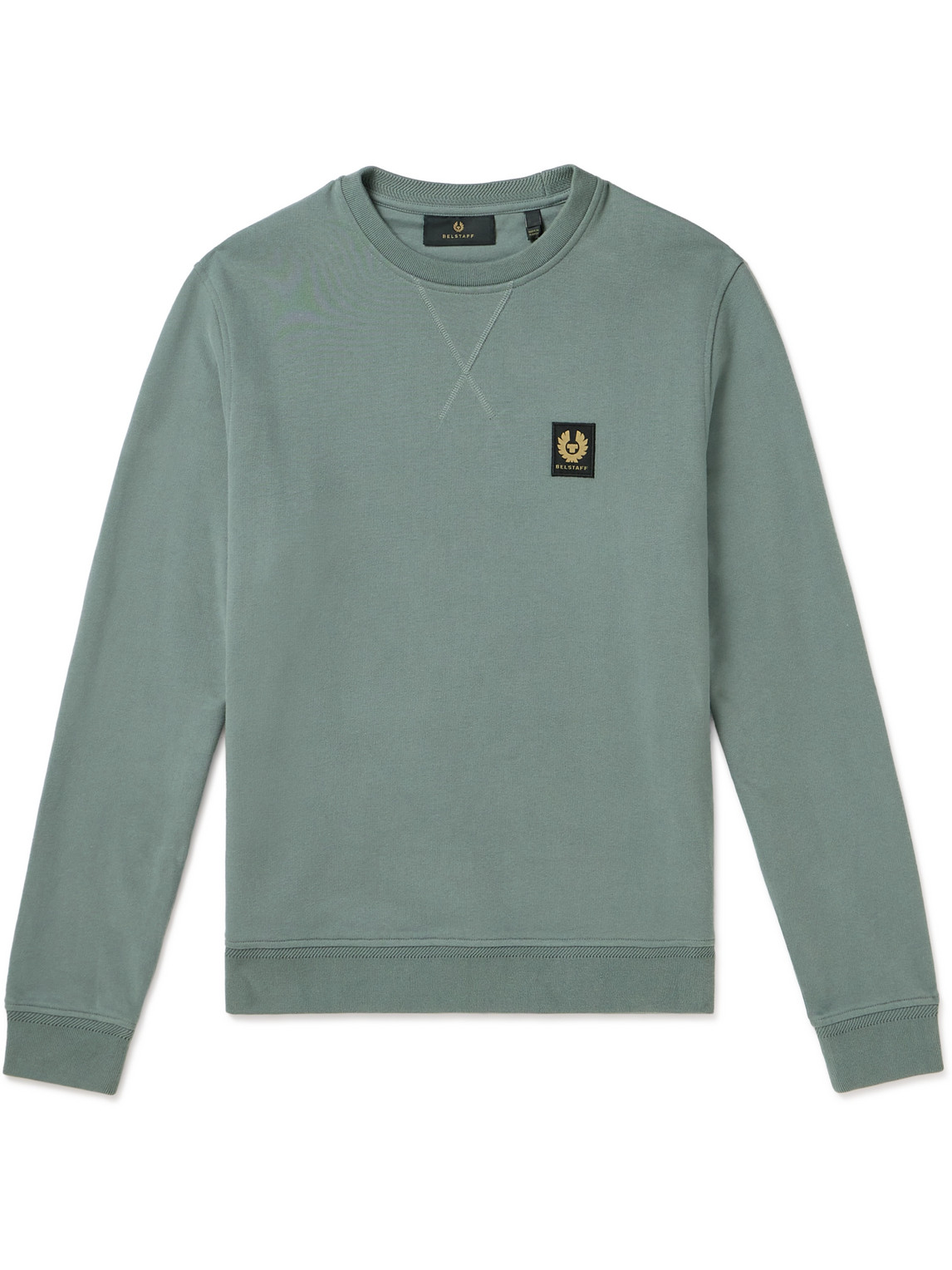 Belstaff Logo-appliquéd Garment-dyed Cotton-jersey Sweatshirt In Green