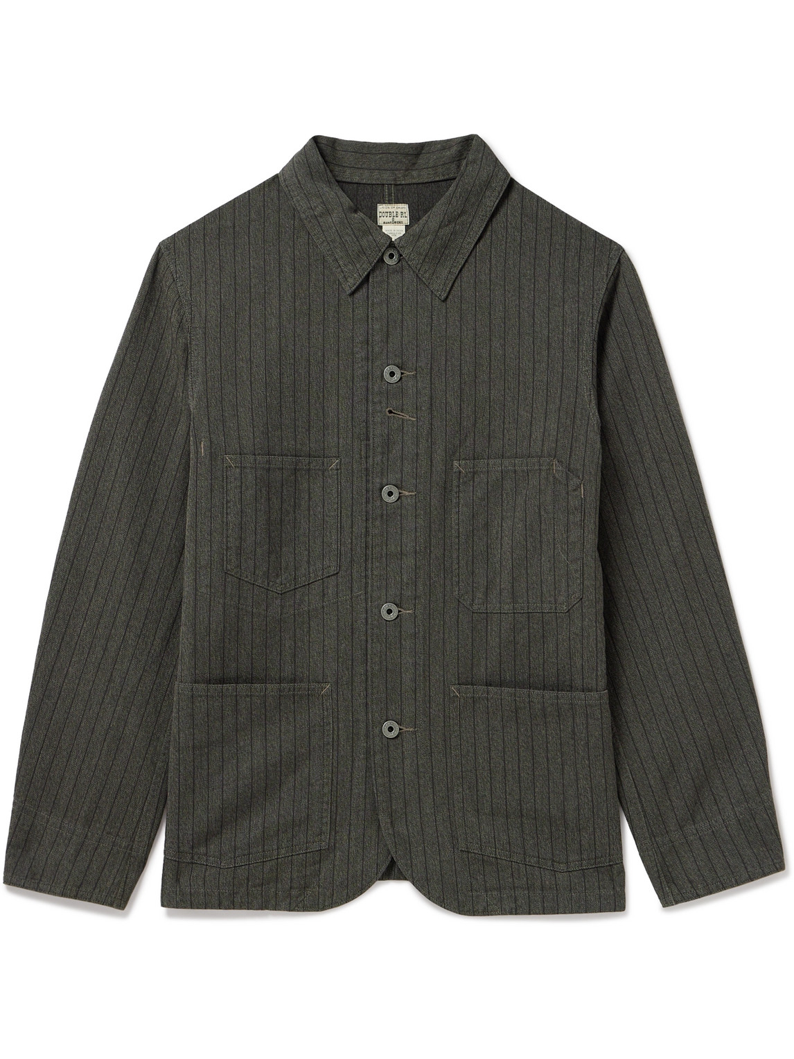 Rrl Tanner Striped Cotton Shirt Jacket In Black