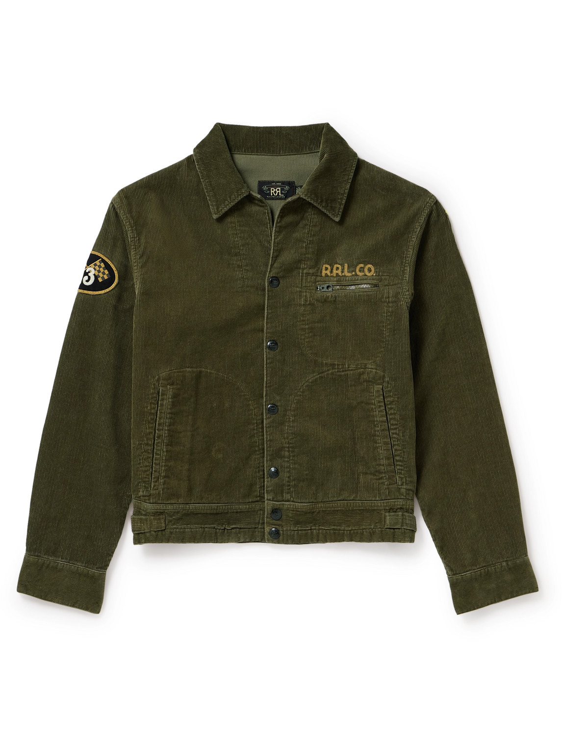 Rrl Kids' Walker Logo-embroidered Cotton-corduroy Jacket In Green