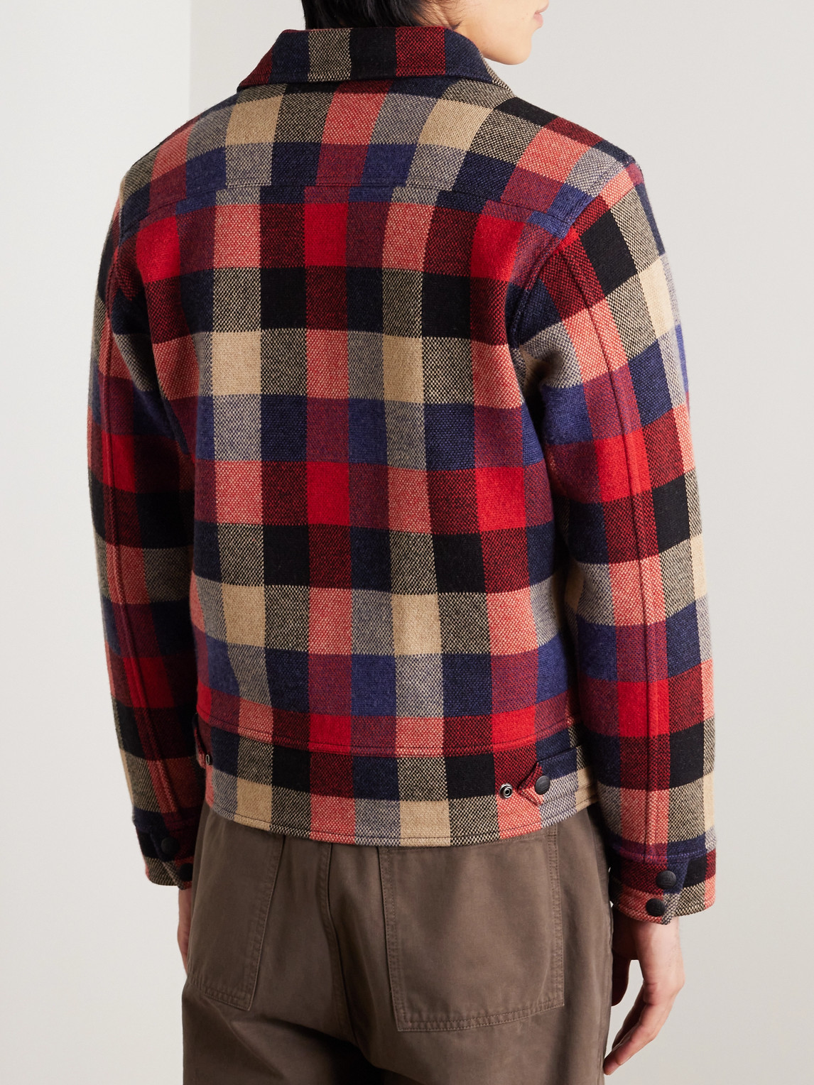 Shop Rrl Checked Wool Overshirt In Red
