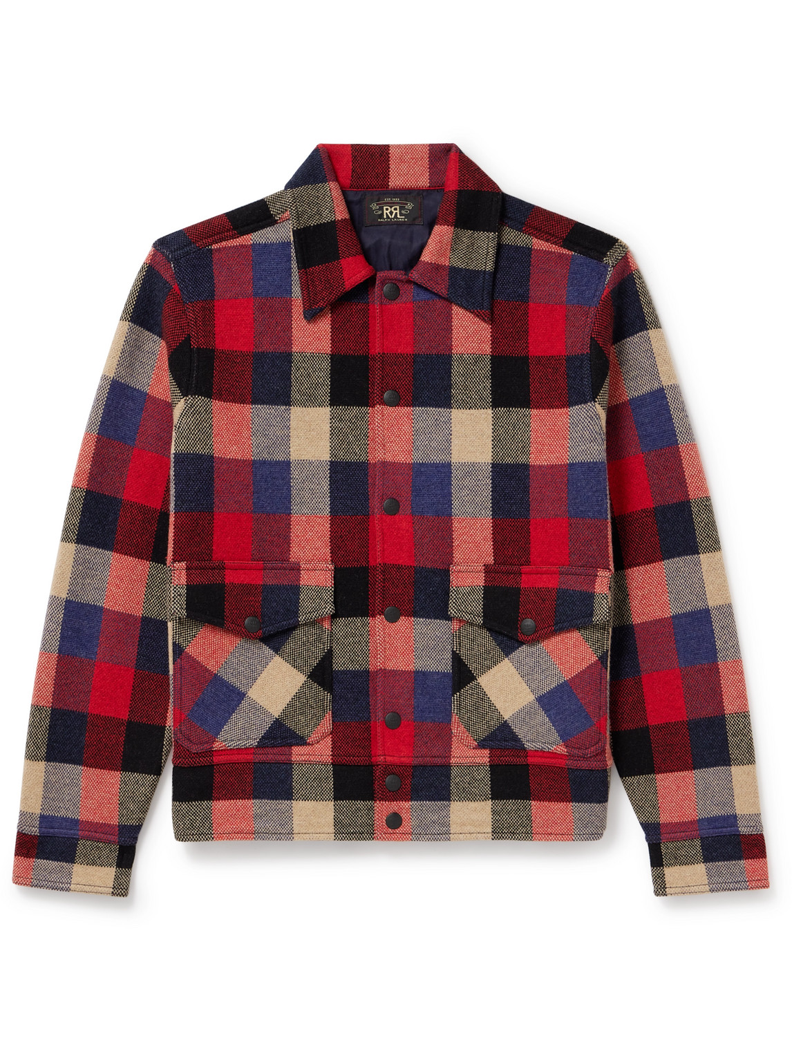 Shop Rrl Checked Wool Overshirt In Red