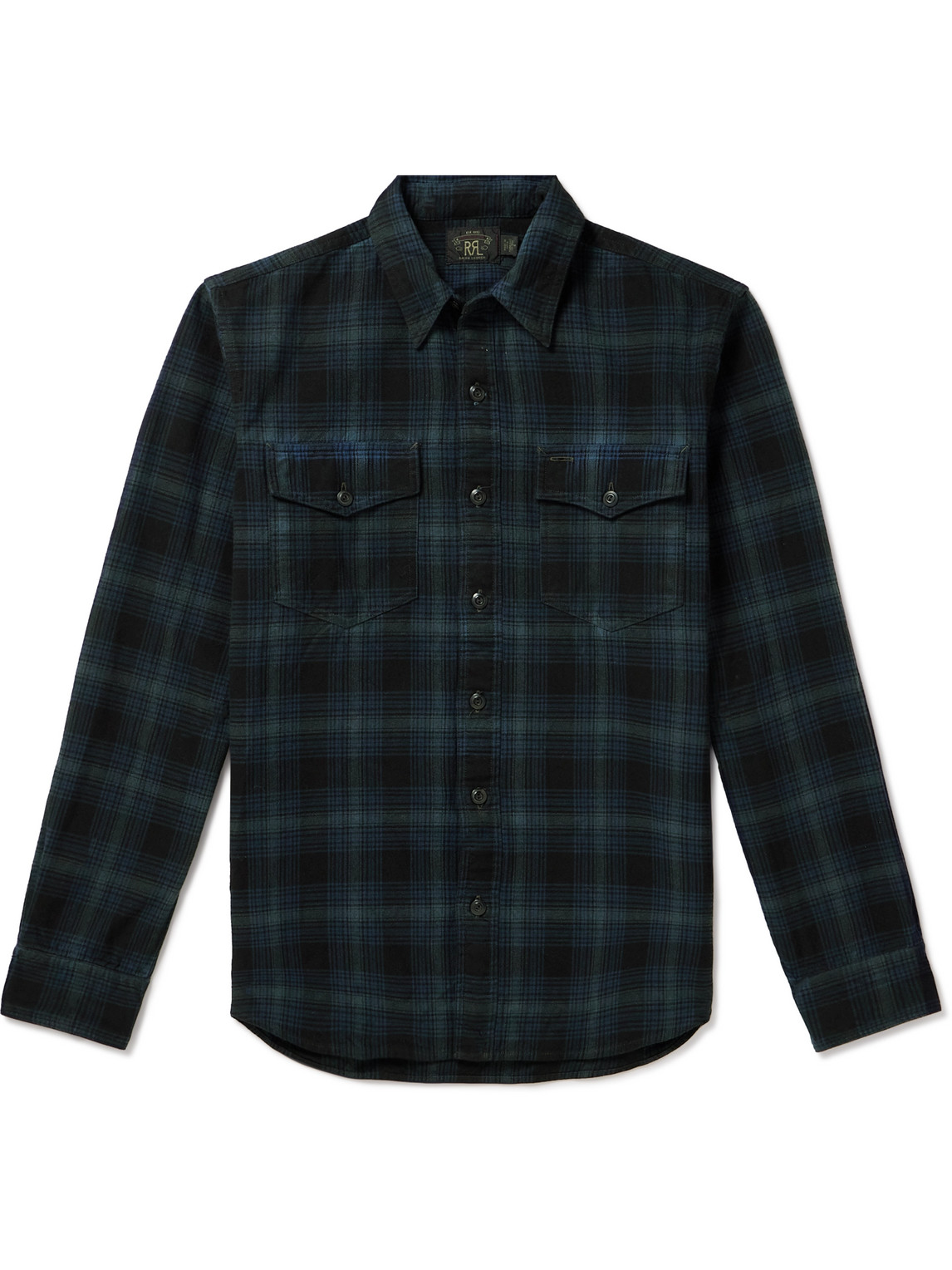 Rrl Checked Cotton-flannel Shirt In Blue