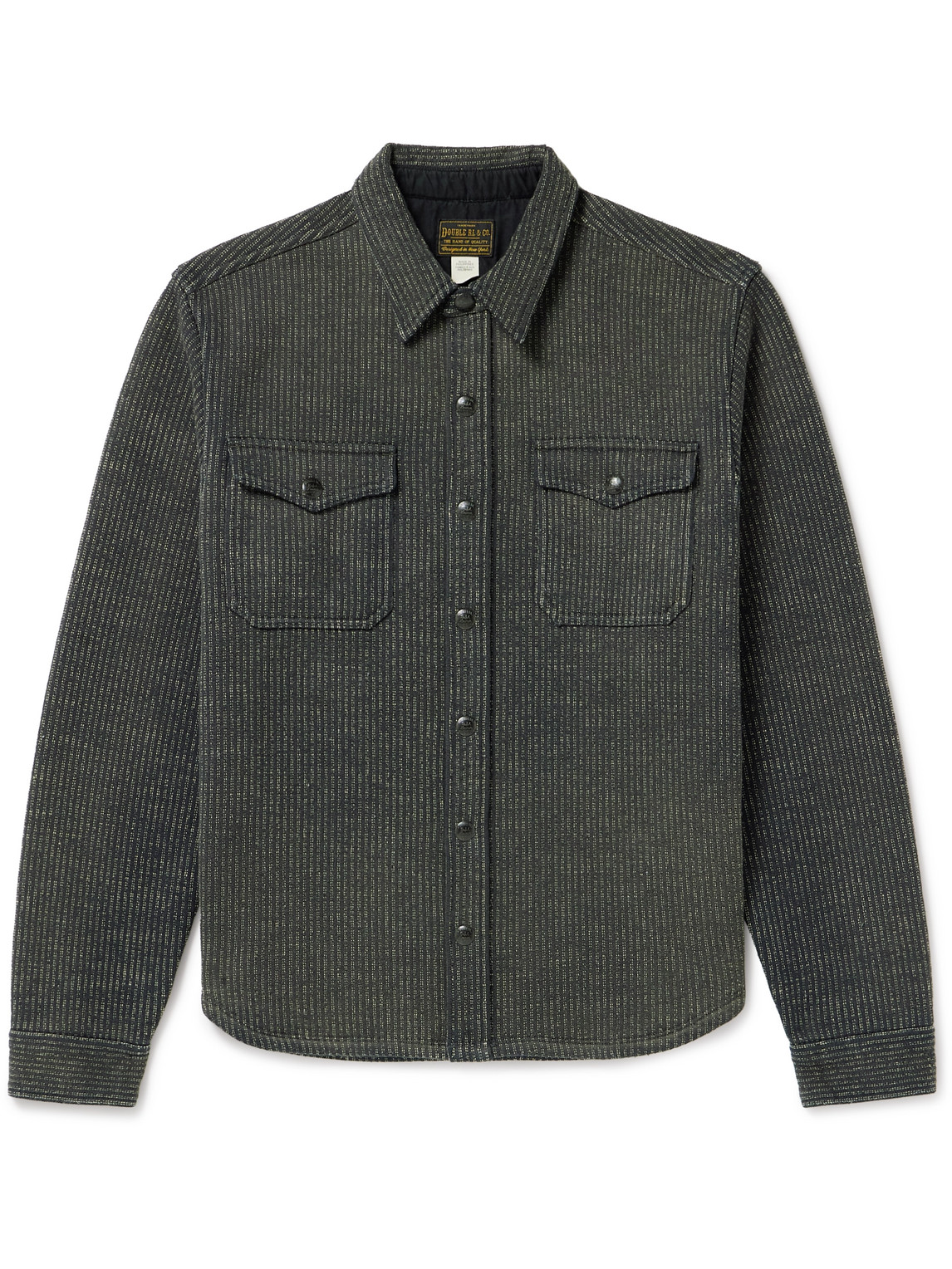 Shop Rrl Ernest Striped Brushed Cotton-blend Shirt In Gray