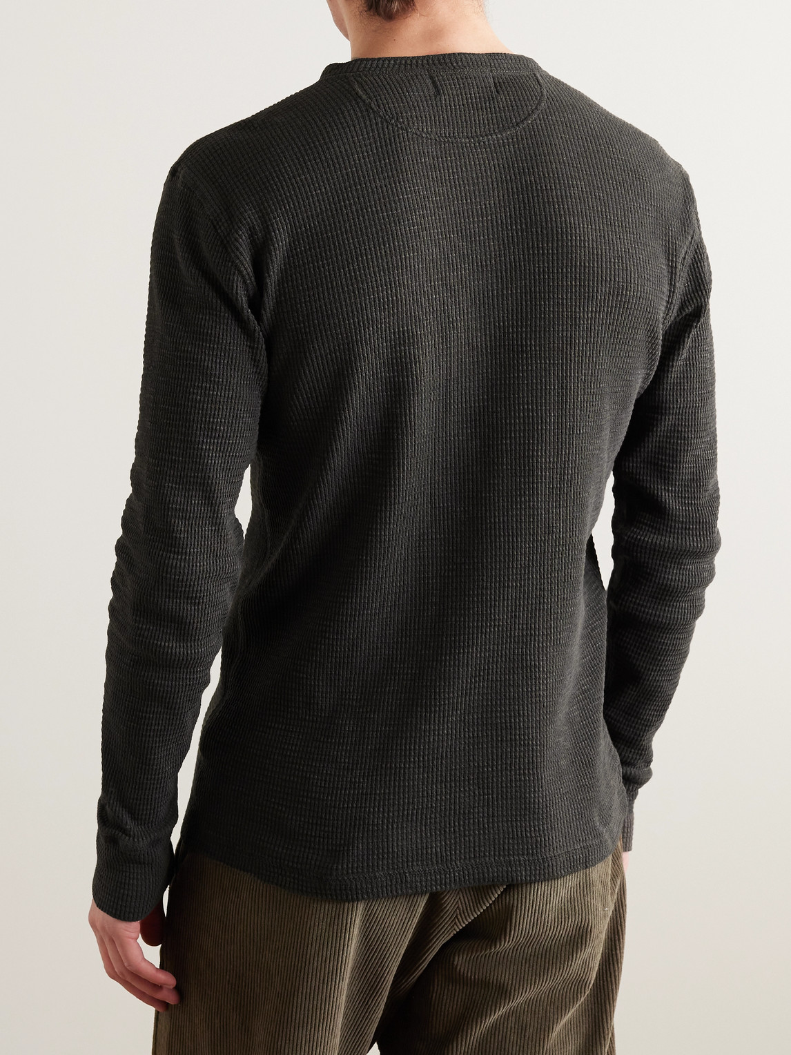 Slim-Fit Textured-Cotton Henley T-Shirt