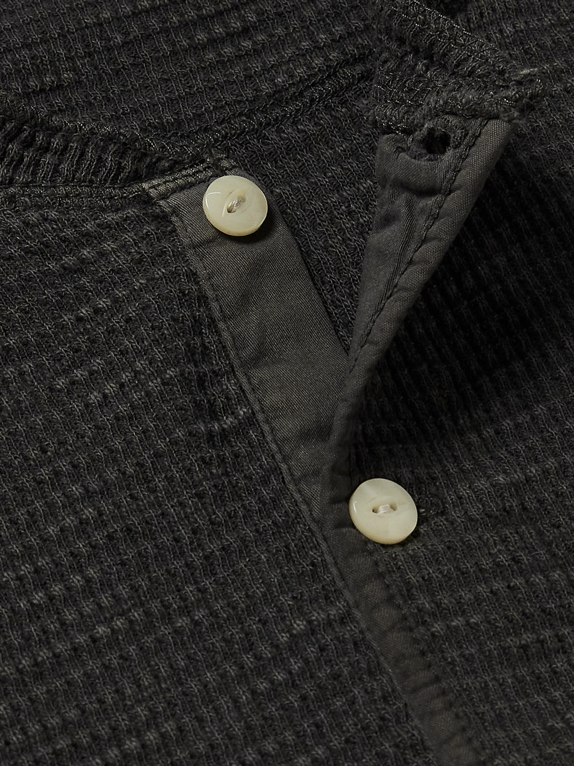 Slim-Fit Textured-Cotton Henley T-Shirt