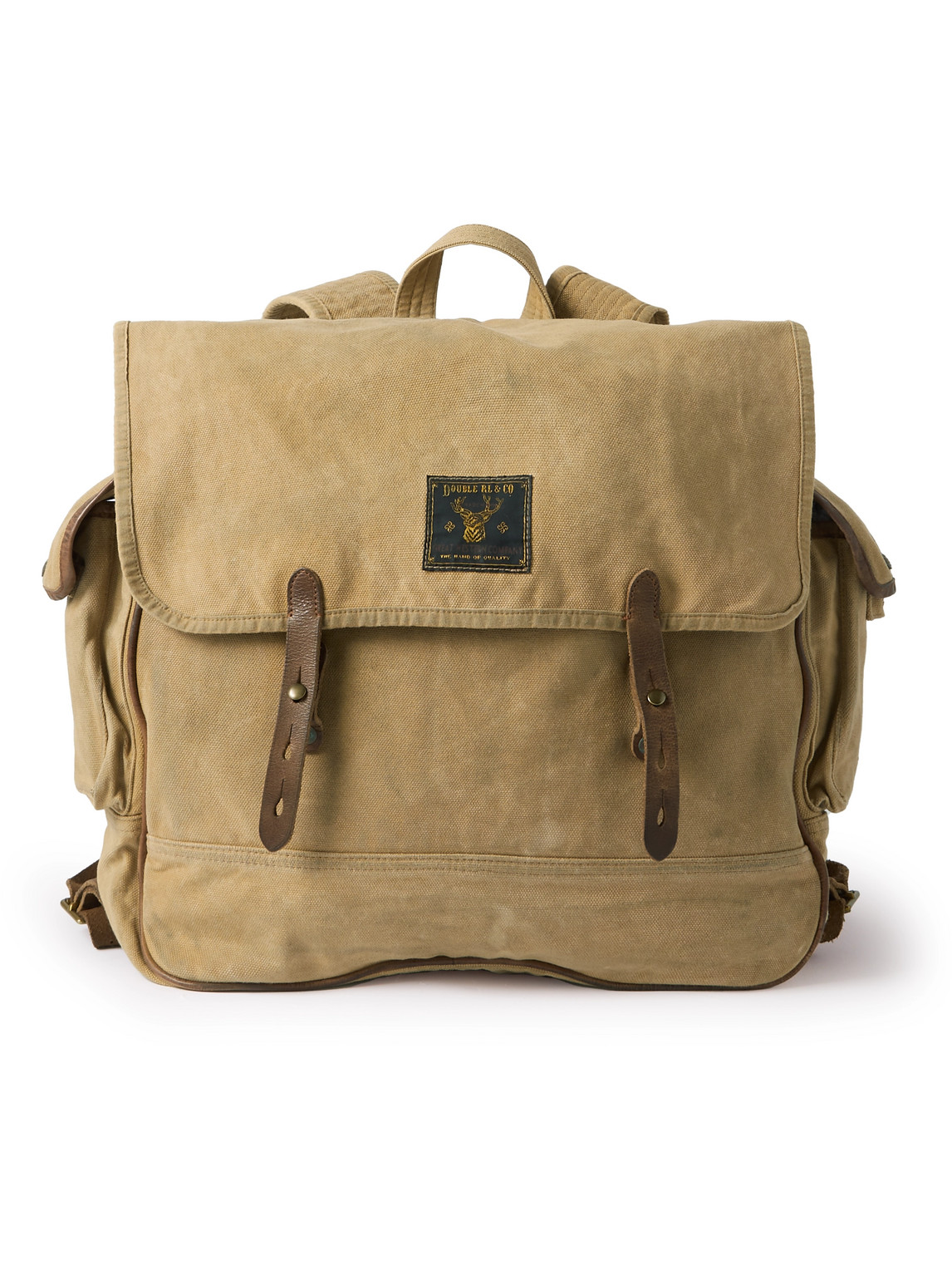 Rrl Falcon Leather-trimmed Cotton-canvas Backpack In Neutrals