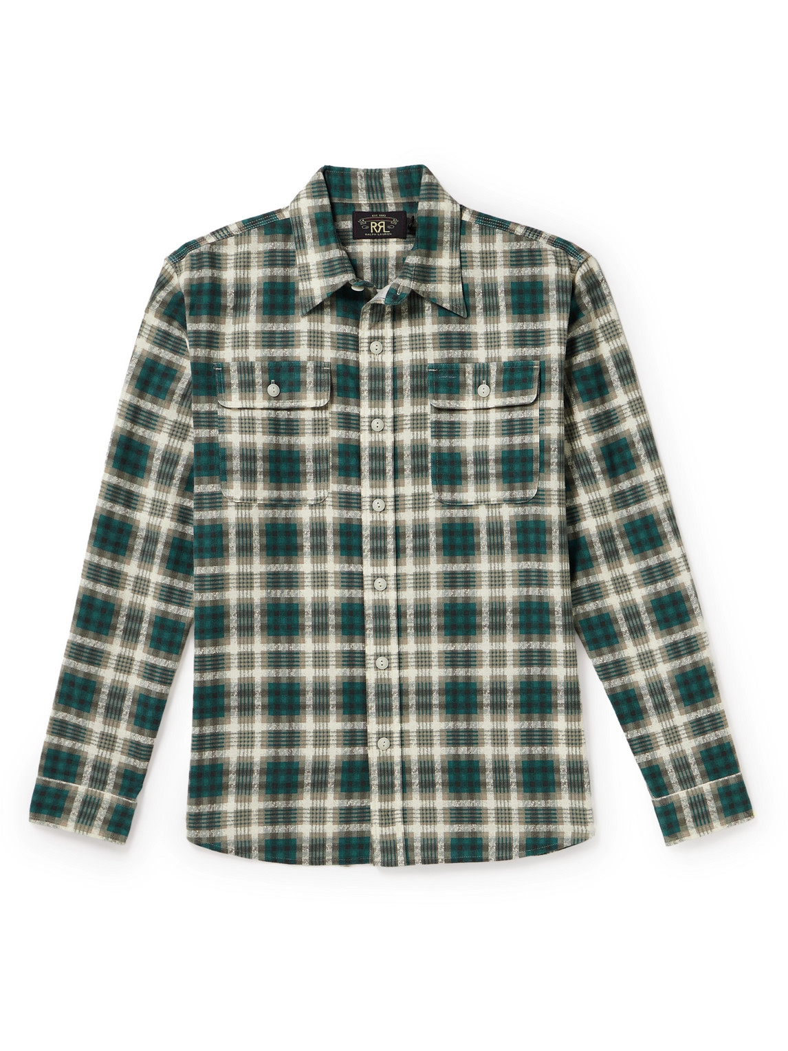 Rrl Matlock Plaid Cotton-flannel Shirt In Green