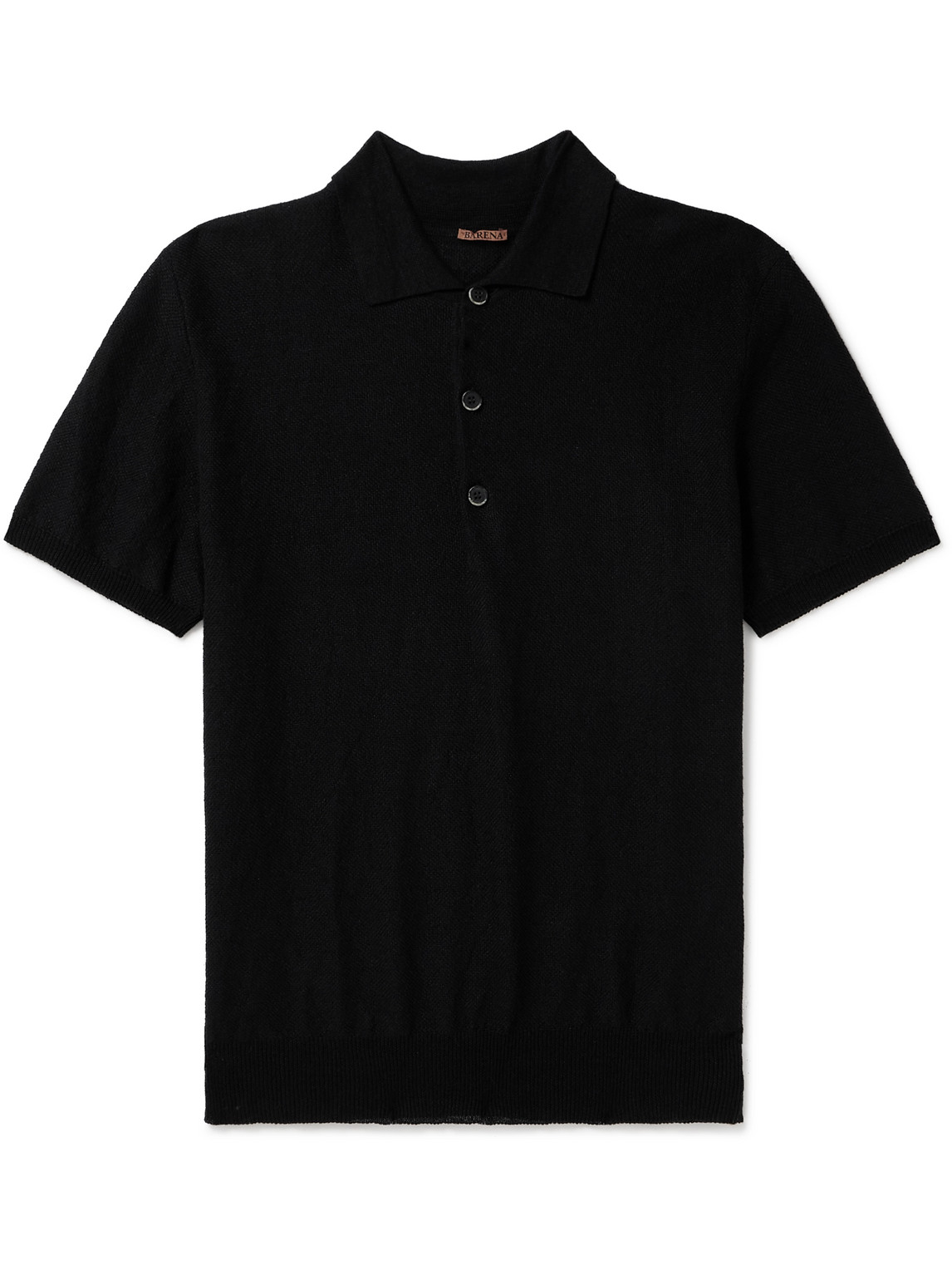 Barena Venezia Linen And Cotton-blend Polo Shirt In Black