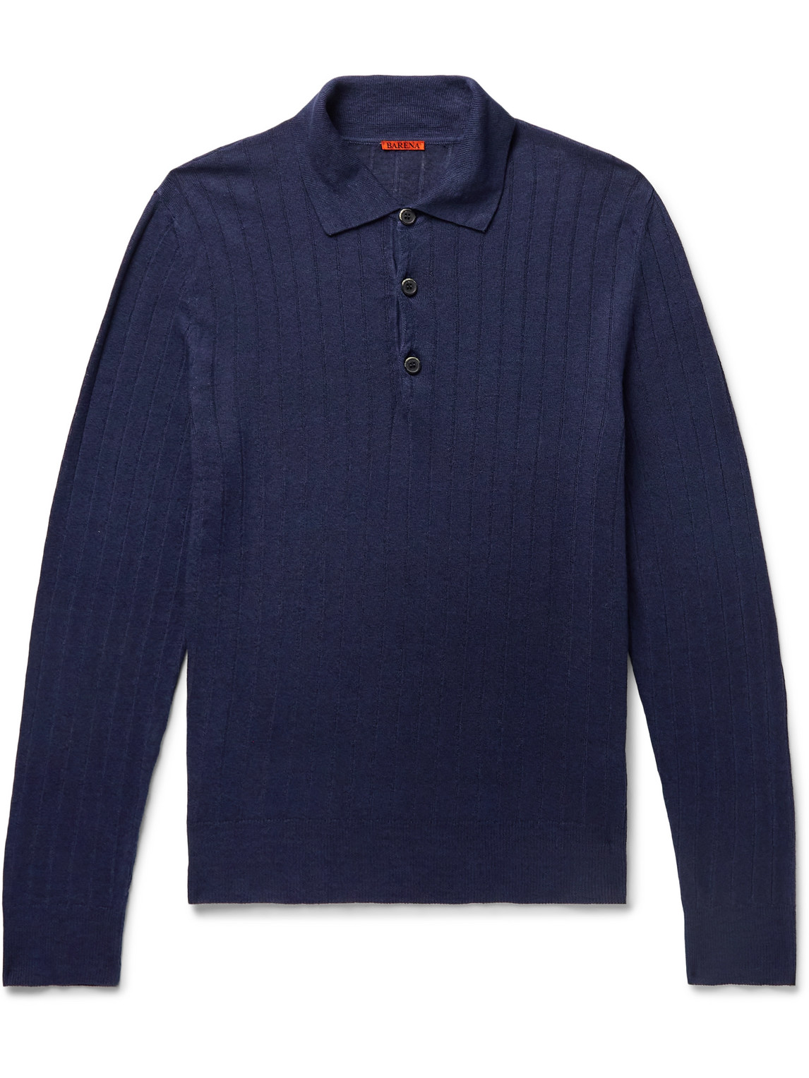 Barena Venezia Pevaron Ribbed Linen And Cotton-blend Polo Shirt In Blue