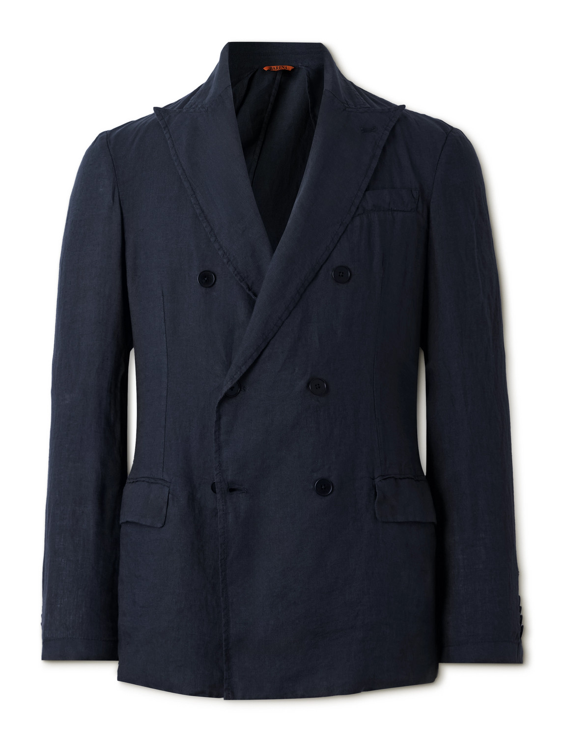 Double-Breasted Unstructured Cotton Blazer