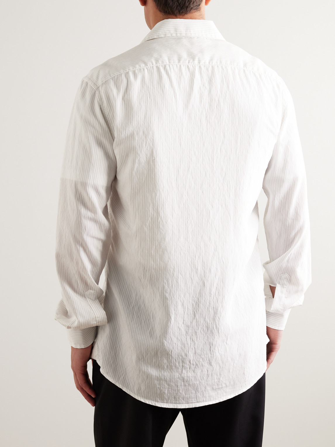 Shop Barena Venezia Surian Striped Modal-blend Shirt In White