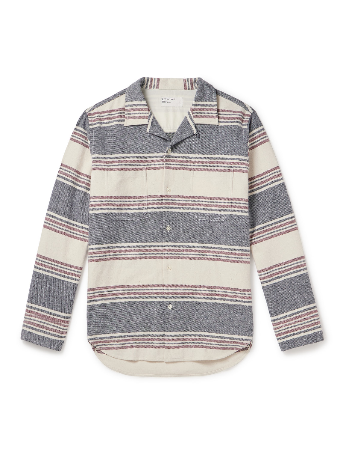 Universal Works Striped Brushed-cotton Shirt In Gray