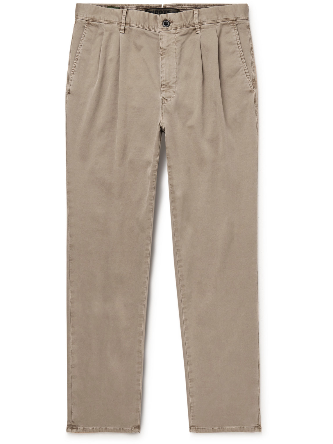 Incotex Slim-fit Pleated Stretch-cotton Gabardine Trousers In Brown