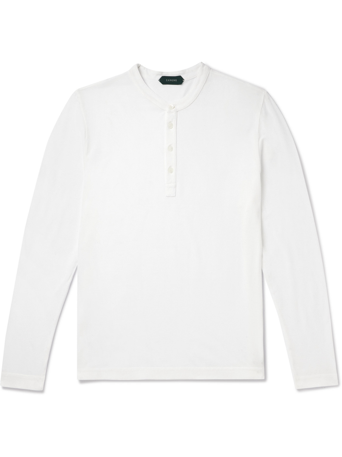 Incotex Zanone Garment-dyed Cotton-piqué Henley T-shirt In White