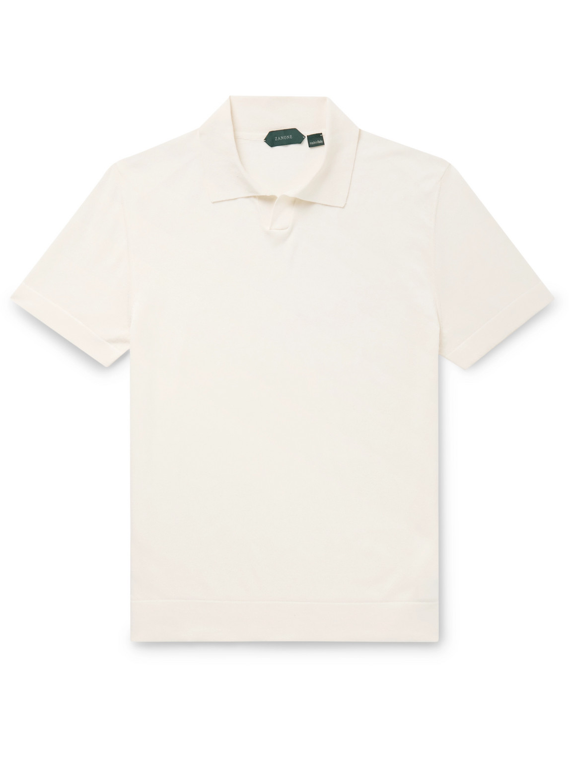 Incotex Zanone Slim-fit Cotton And Silk-blend Polo Shirt In Neutral