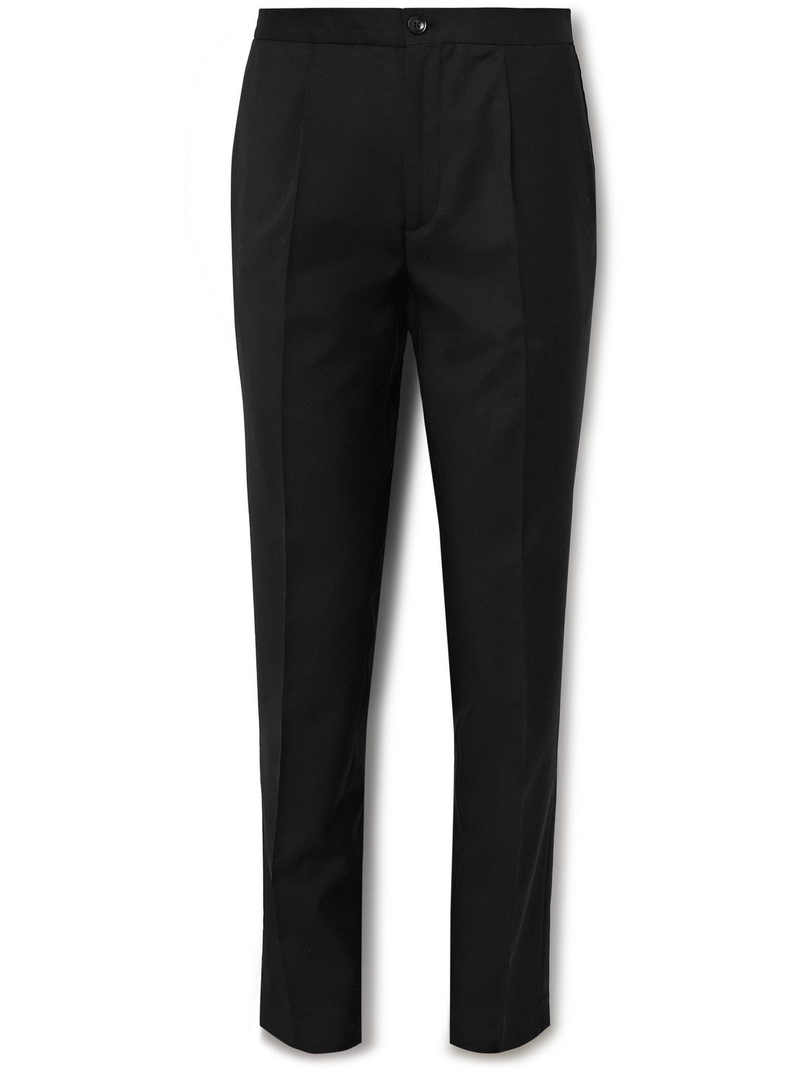 Incotex Venezia 1951 Tapered Pleated Super 100s Virgin Wool Trousers In Black