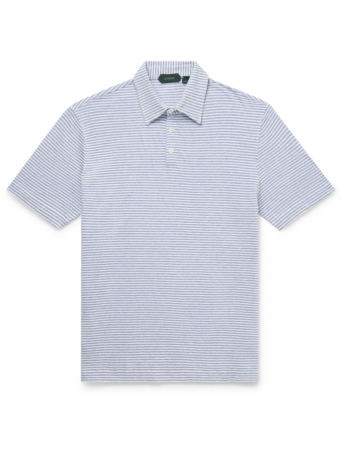Incotex Slim-fit Striped Linen And Cotton-blend Polo Shirt In Blue