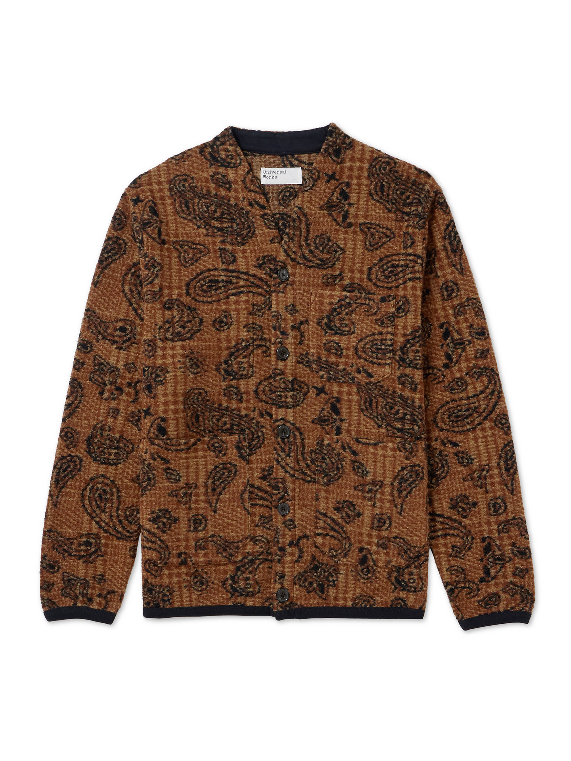 Universal Works Paisley-print Fleece Jacket In Brown