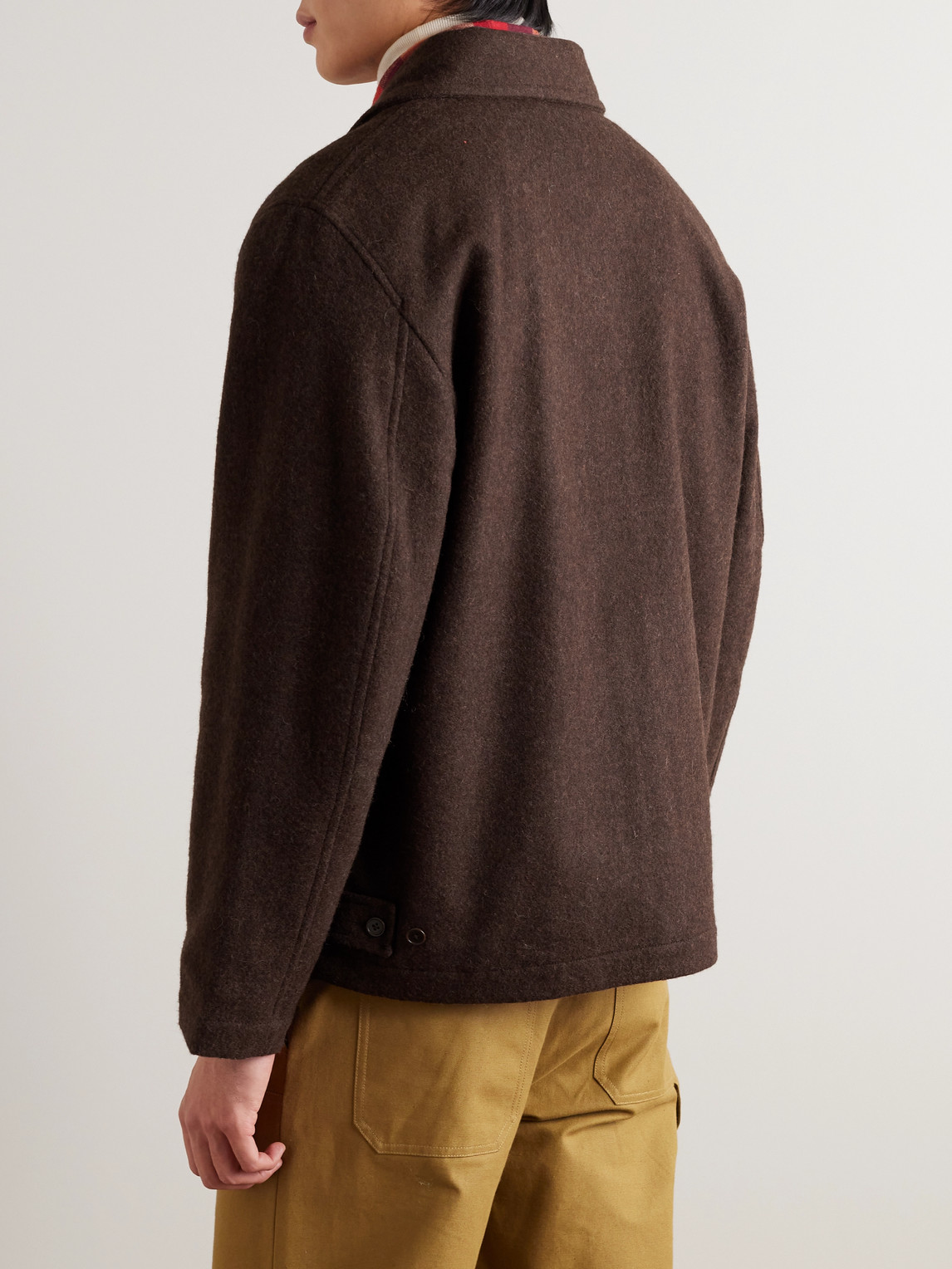 Shop Universal Works Melton Wool-blend Jacket In Brown