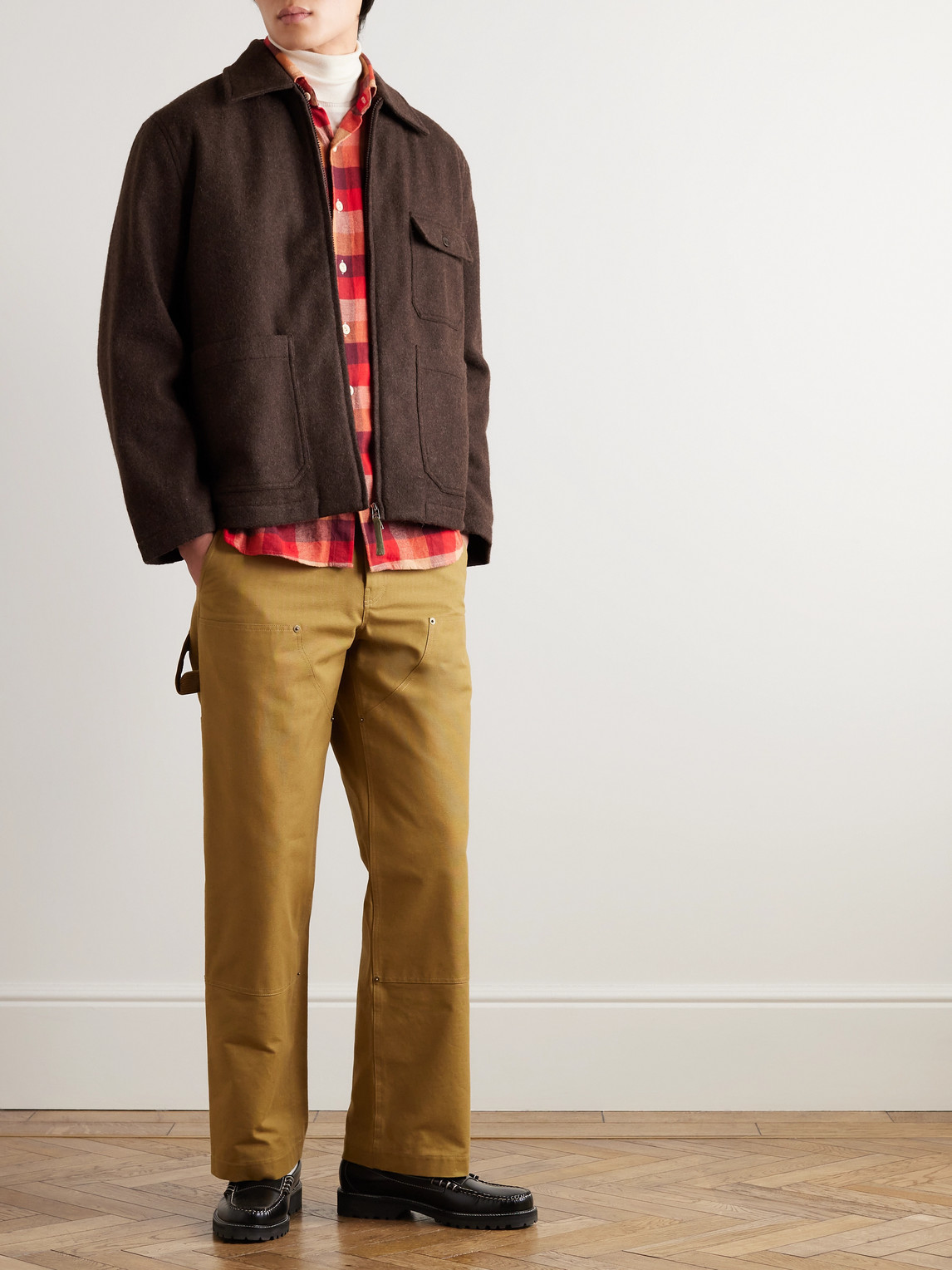Shop Universal Works Melton Wool-blend Jacket In Brown
