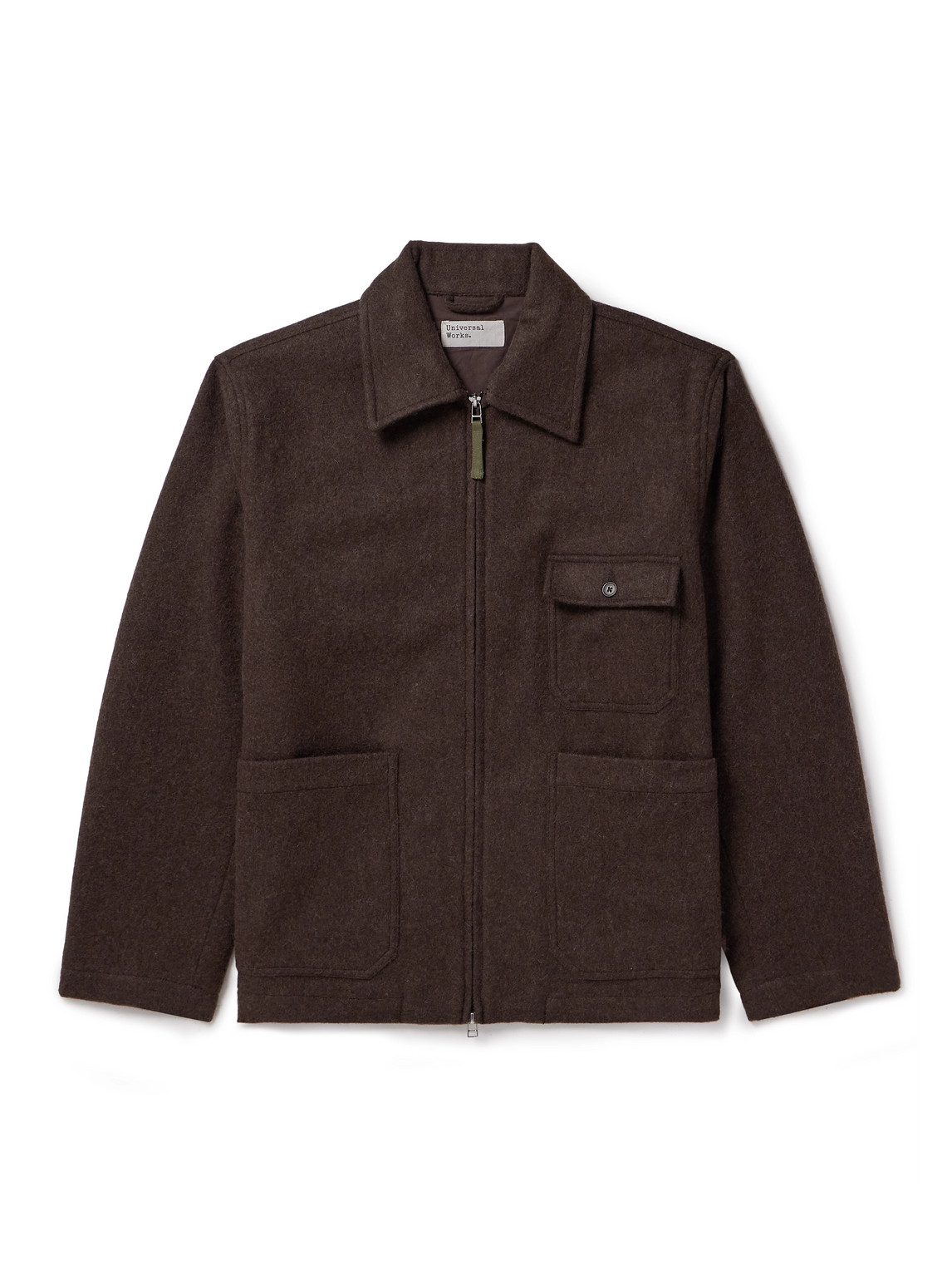 Universal Works Melton Wool-blend Jacket In Brown