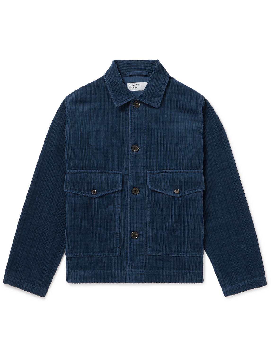 Universal Works Houndstooth Cotton-corduroy Overshirt In Blue