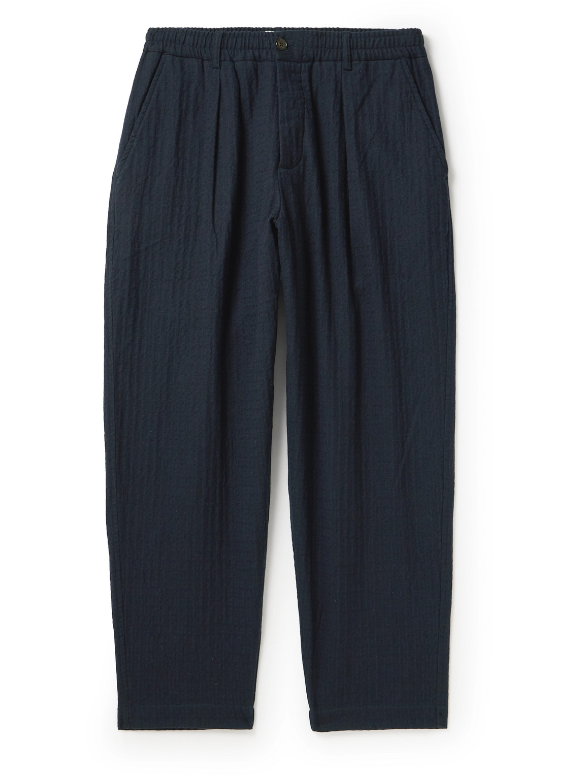 Universal Works Straight-leg Herringbone Brushed Cotton And Wool-blend Trousers In Blue