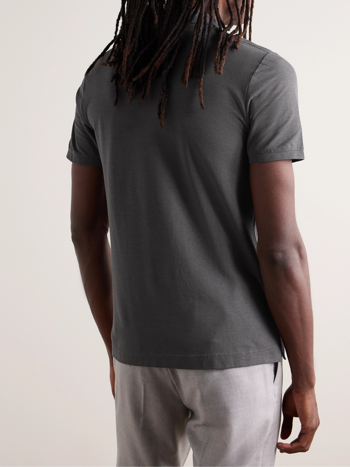 Shop Incotex Zanone Slim-fit Icecotton-jersey Polo Shirt In Gray