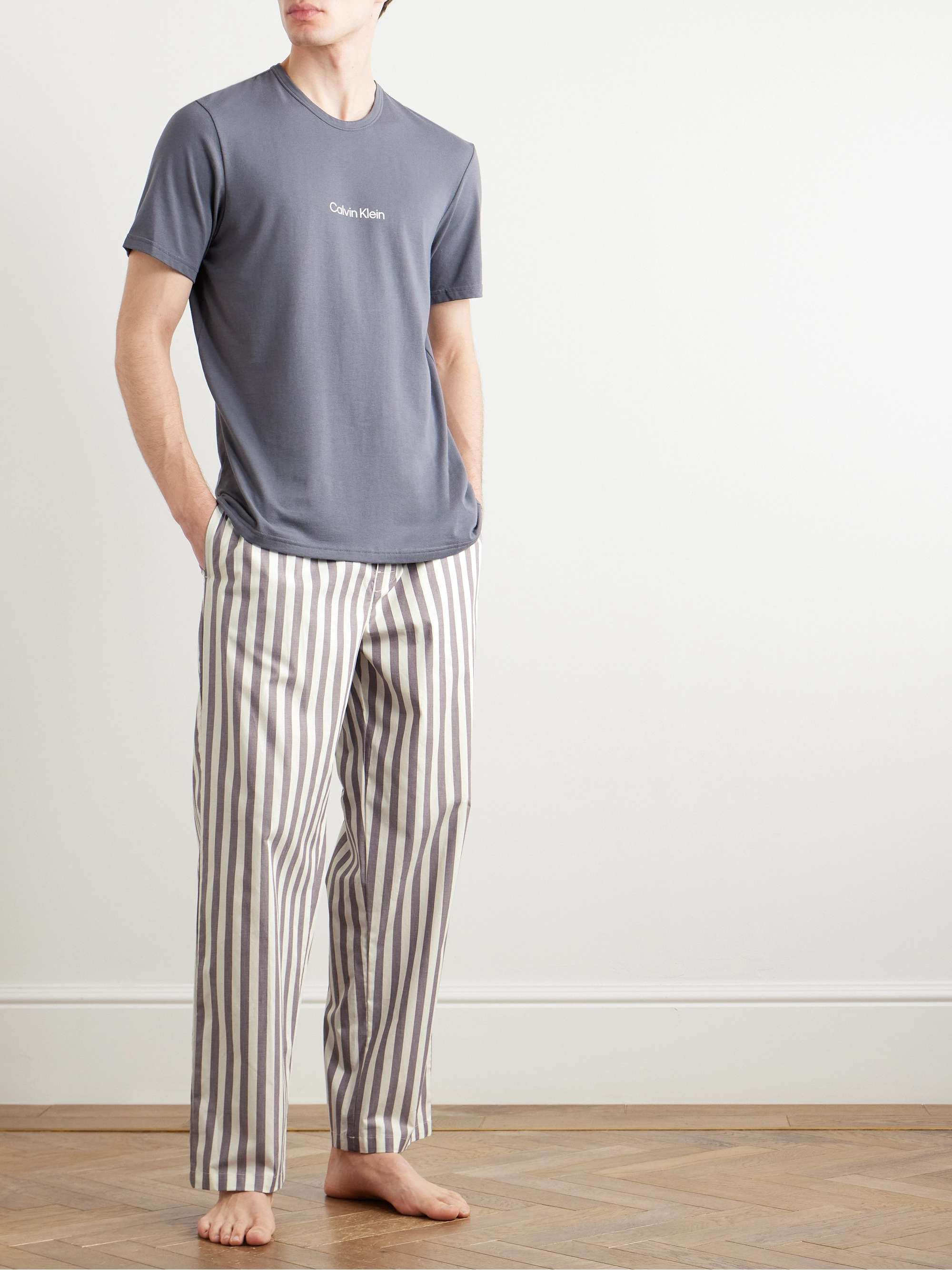 CALVIN KLEIN UNDERWEAR Straight-Leg Striped Cotton-Blend Poplin Pyjama  Trousers for Men