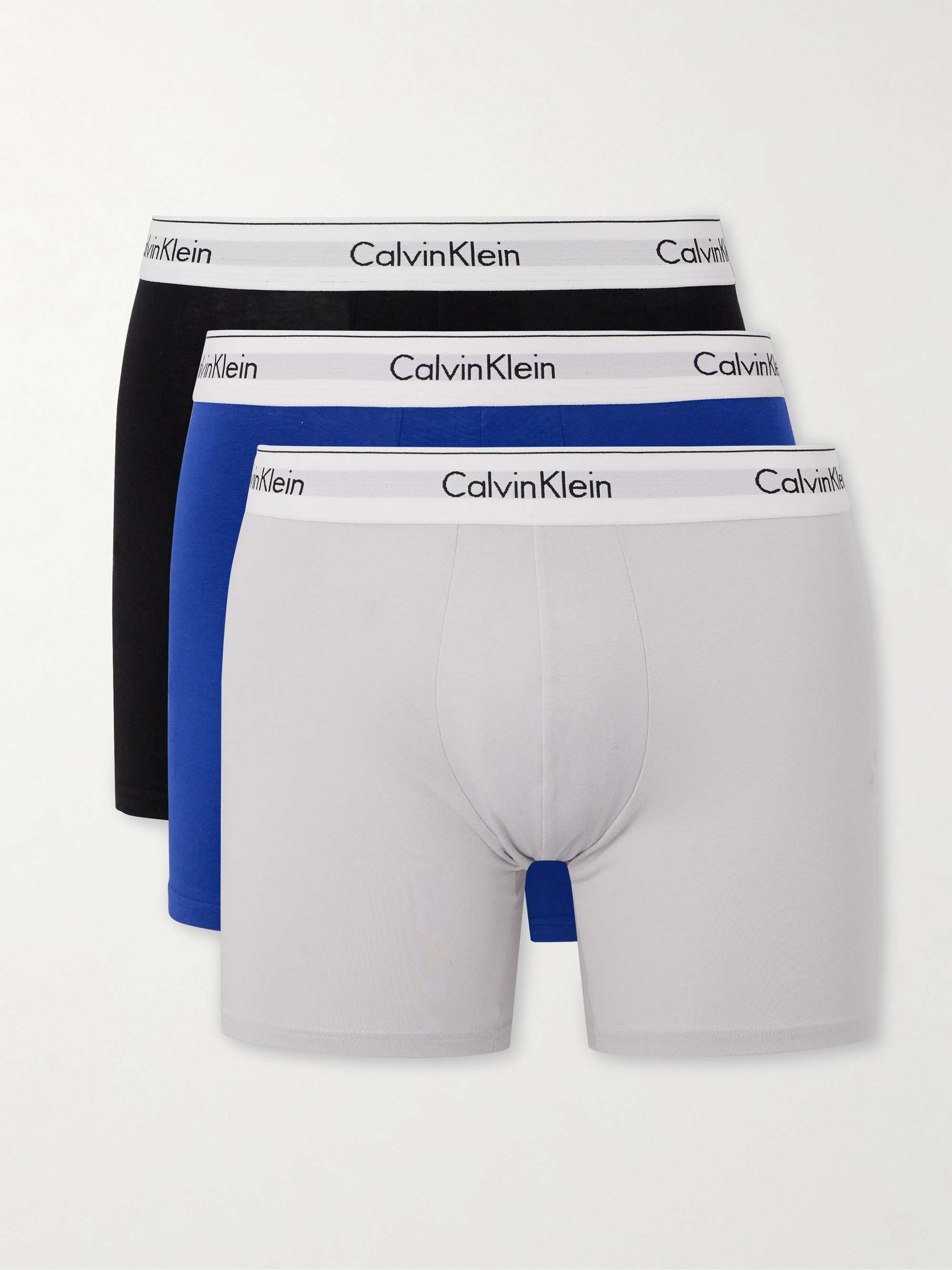 CALVIN KLEIN UNDERWEAR Three-Pack Stretch-Cotton Boxer Briefs for