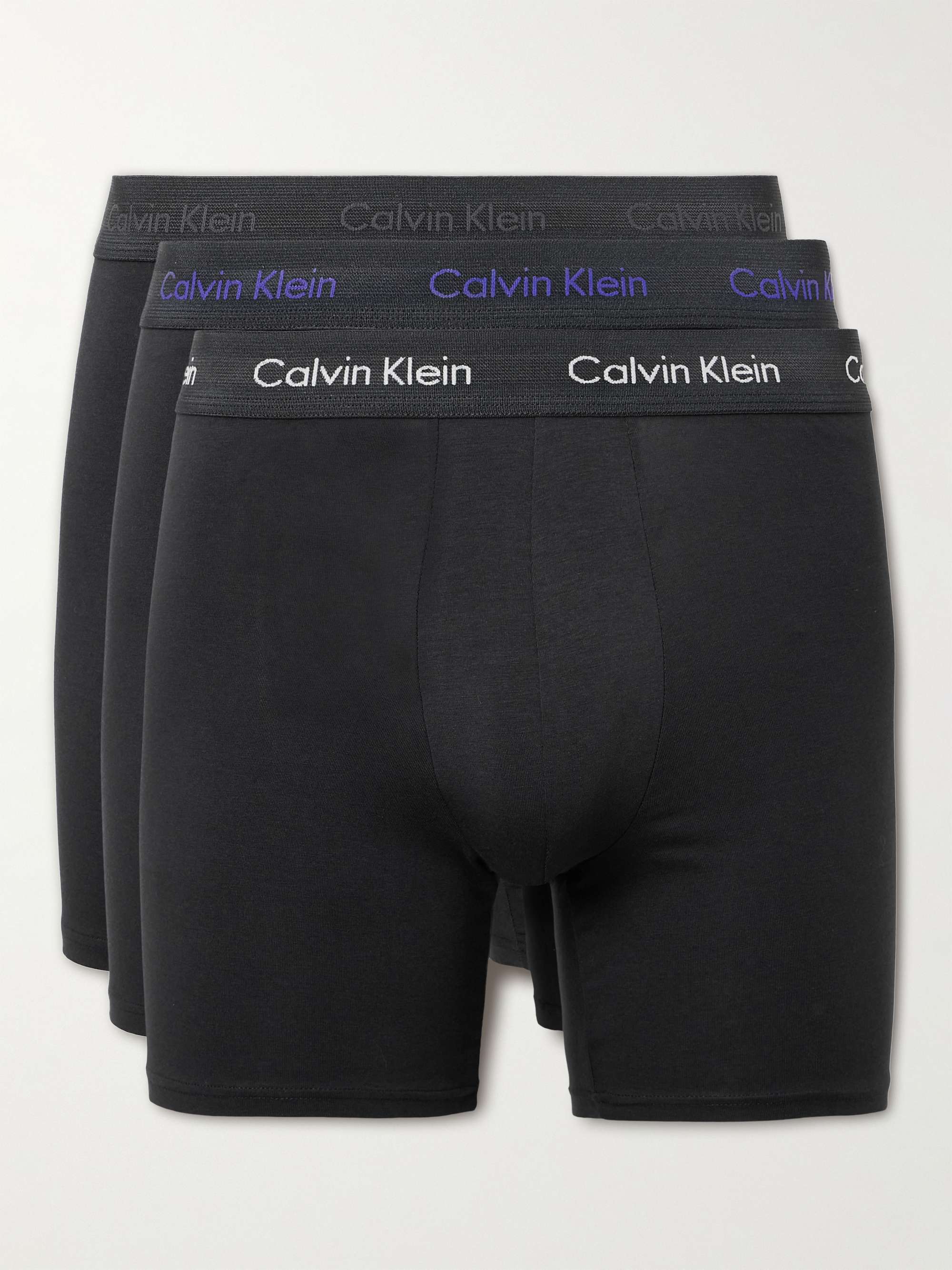 CALVIN KLEIN UNDERWEAR Three-Pack Stretch-Cotton Boxer Briefs for Men