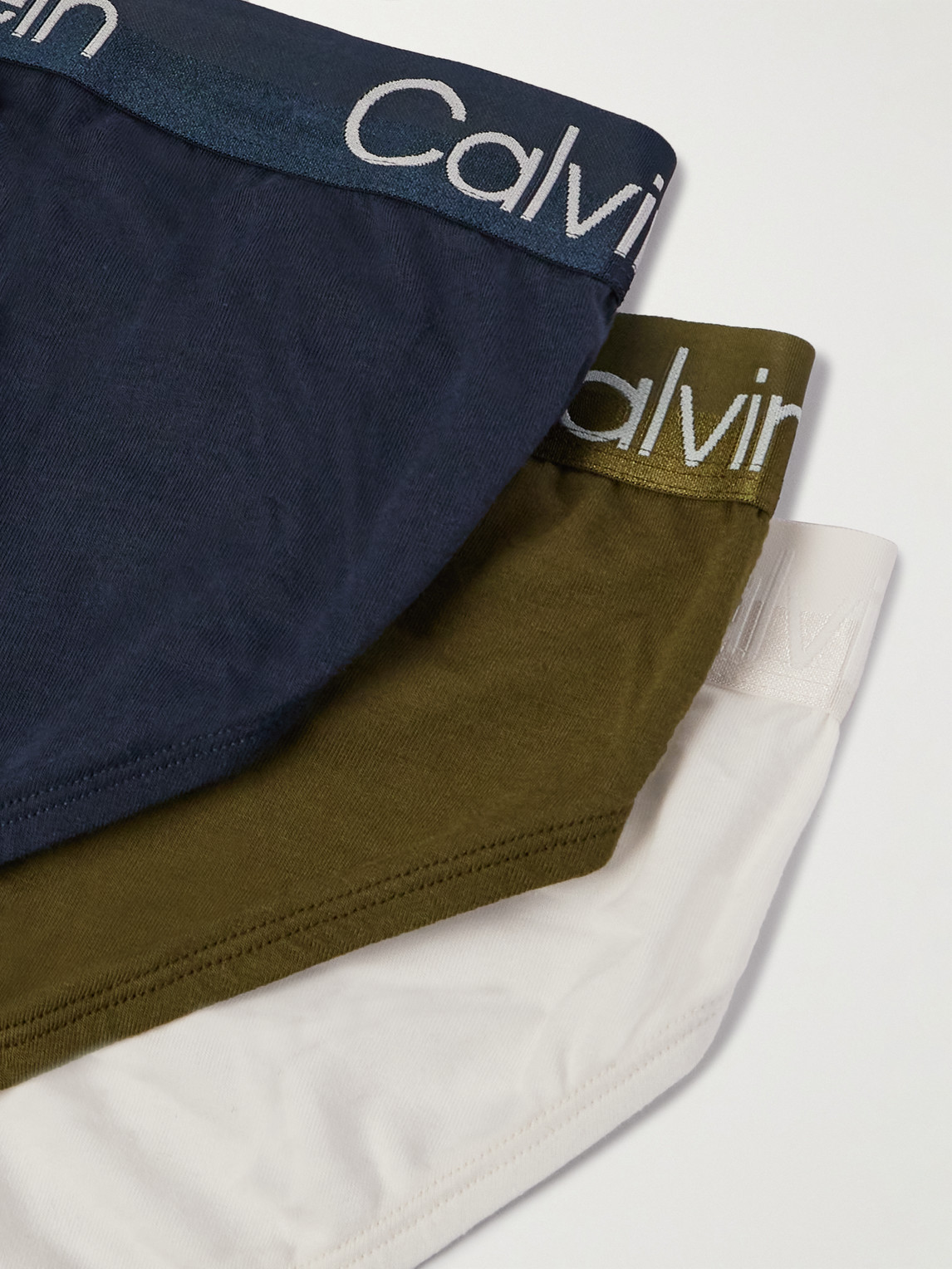 Shop Calvin Klein Underwear Three-pack Stretch Cotton-blend Briefs In Multi